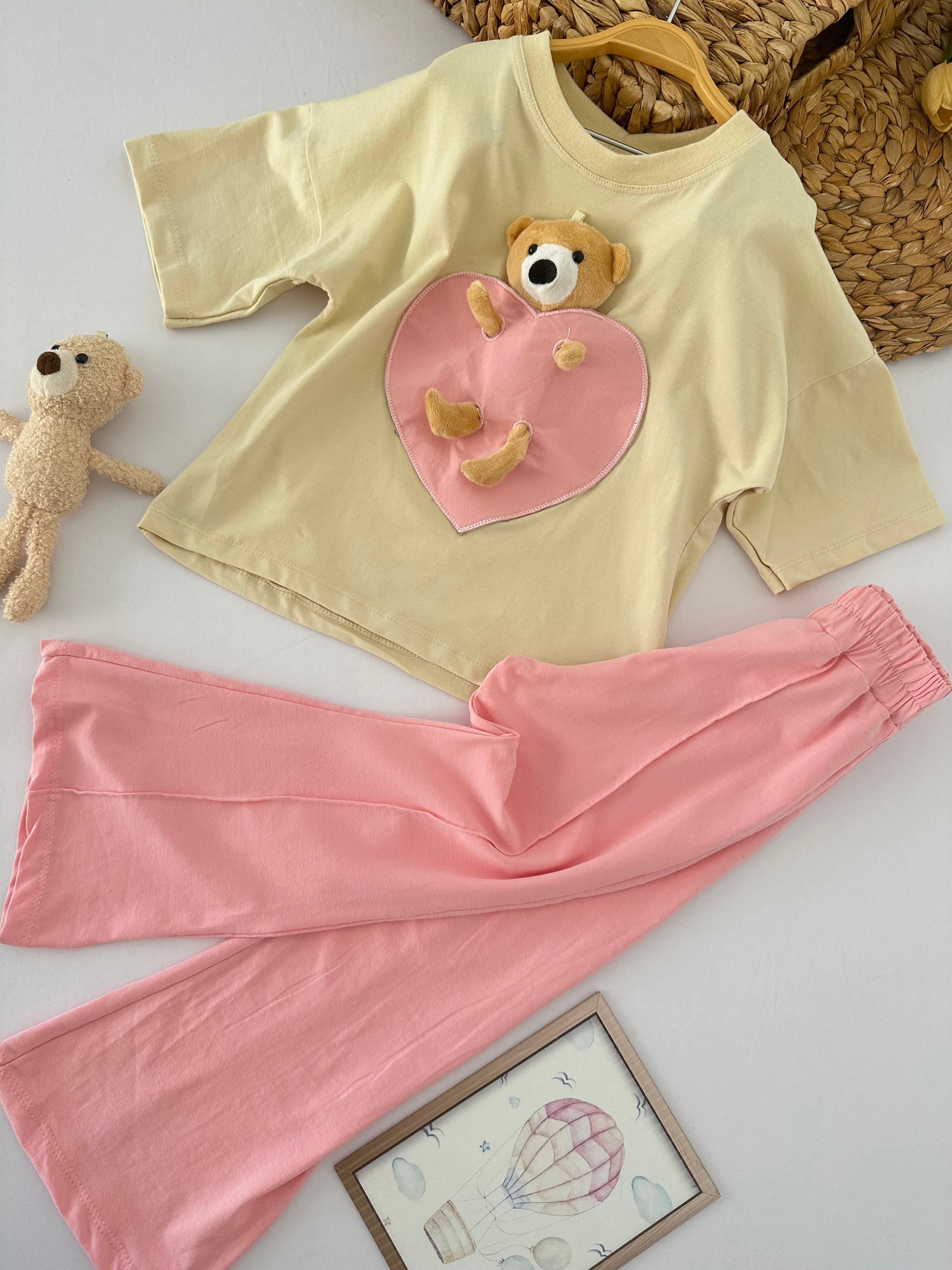 Kız Çocuk Pembe Ayıcıklı Takım
