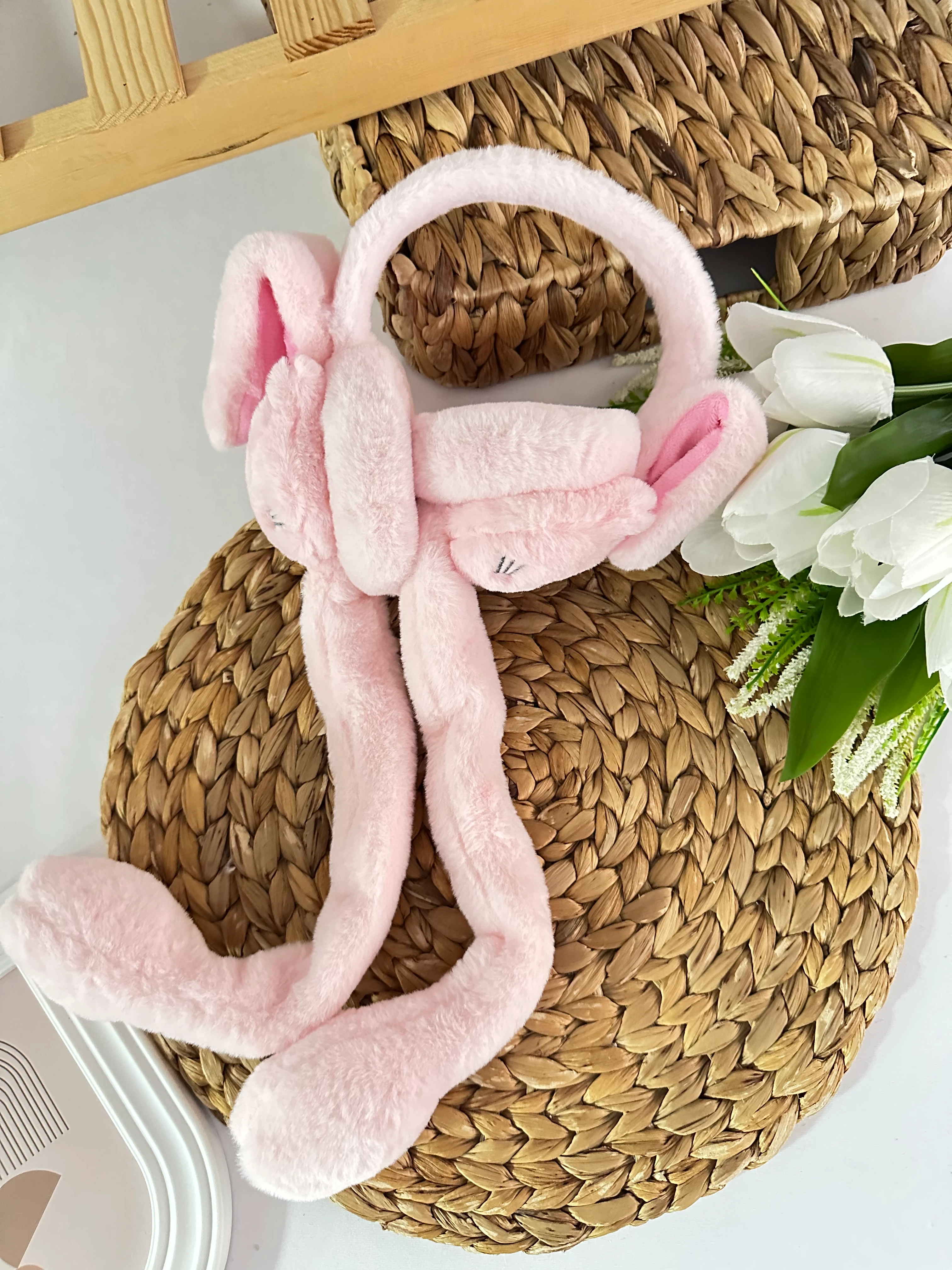Kız Çocuk Pembe Kedi Figürlü Kulaklık