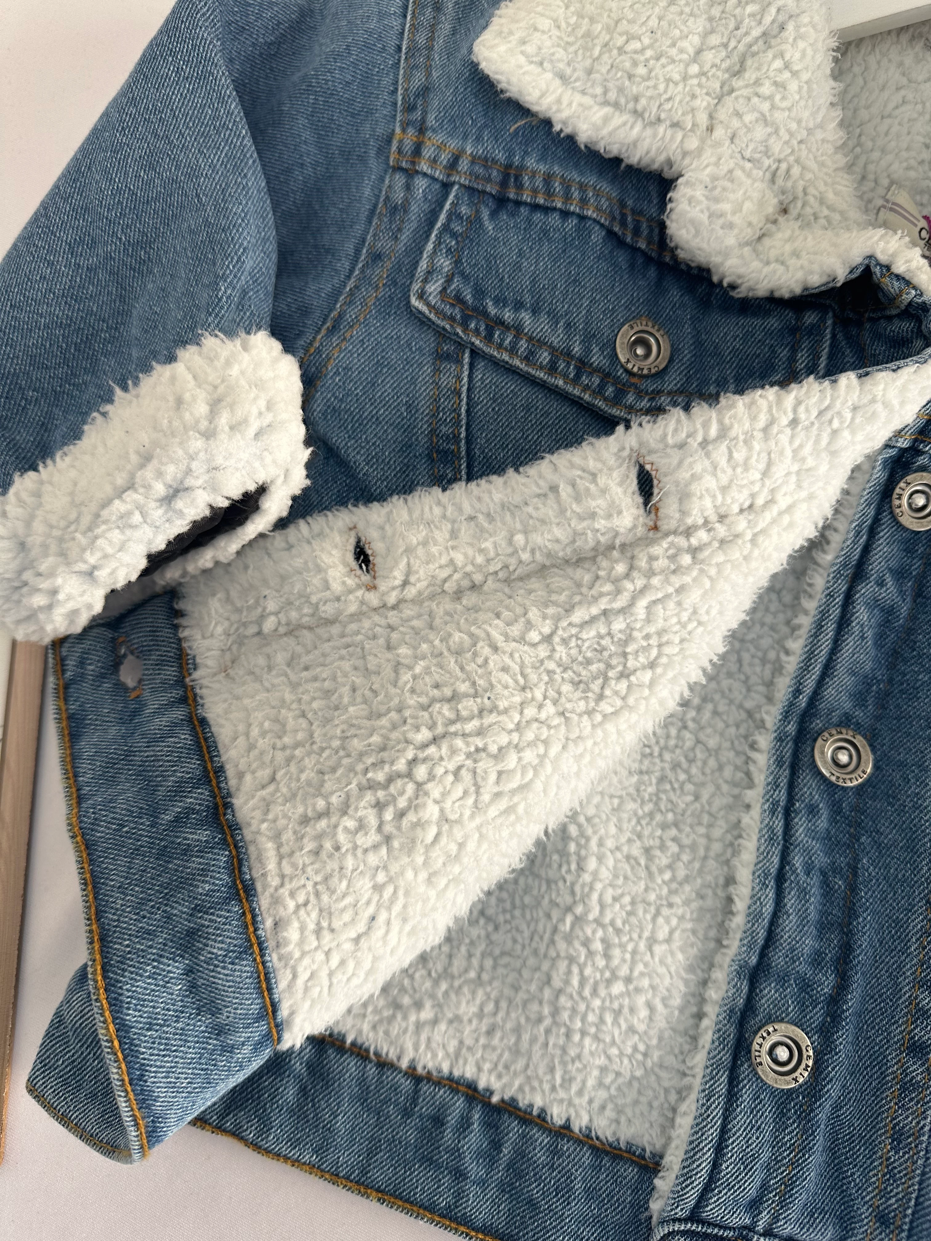 Açık Mavi  İçi Yünlü Kot Ceket