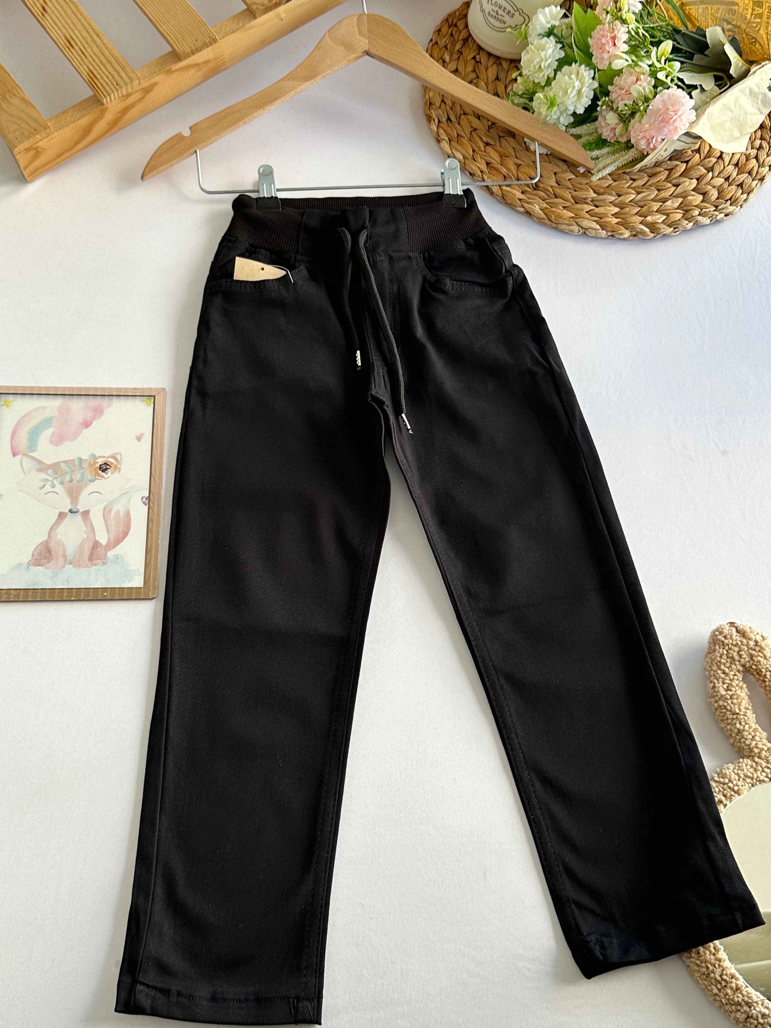 Siyah Beli Lastikli  Okul Pantolon 