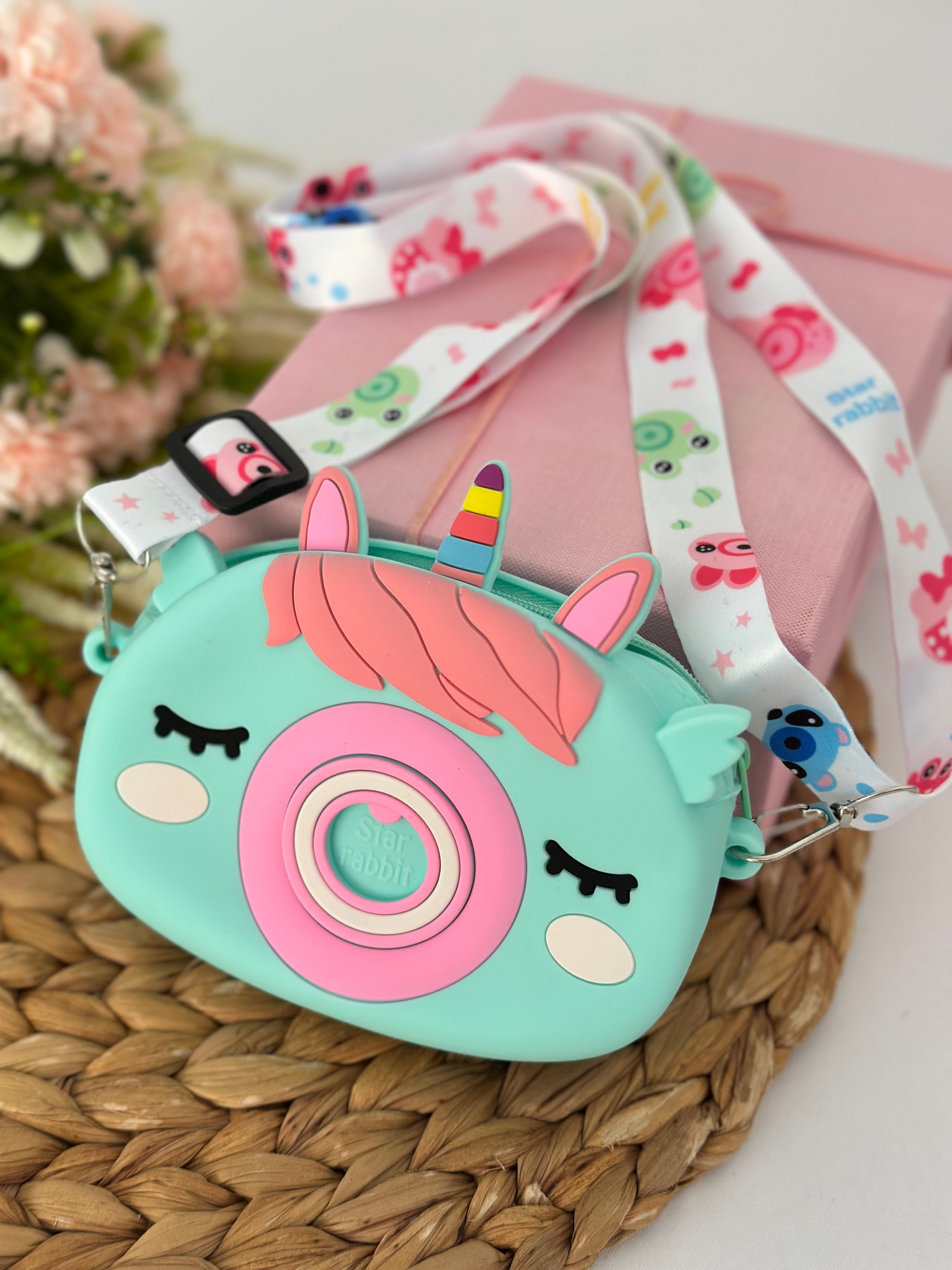 Turkuaz Unicornlu Popitli Silikon Çanta 