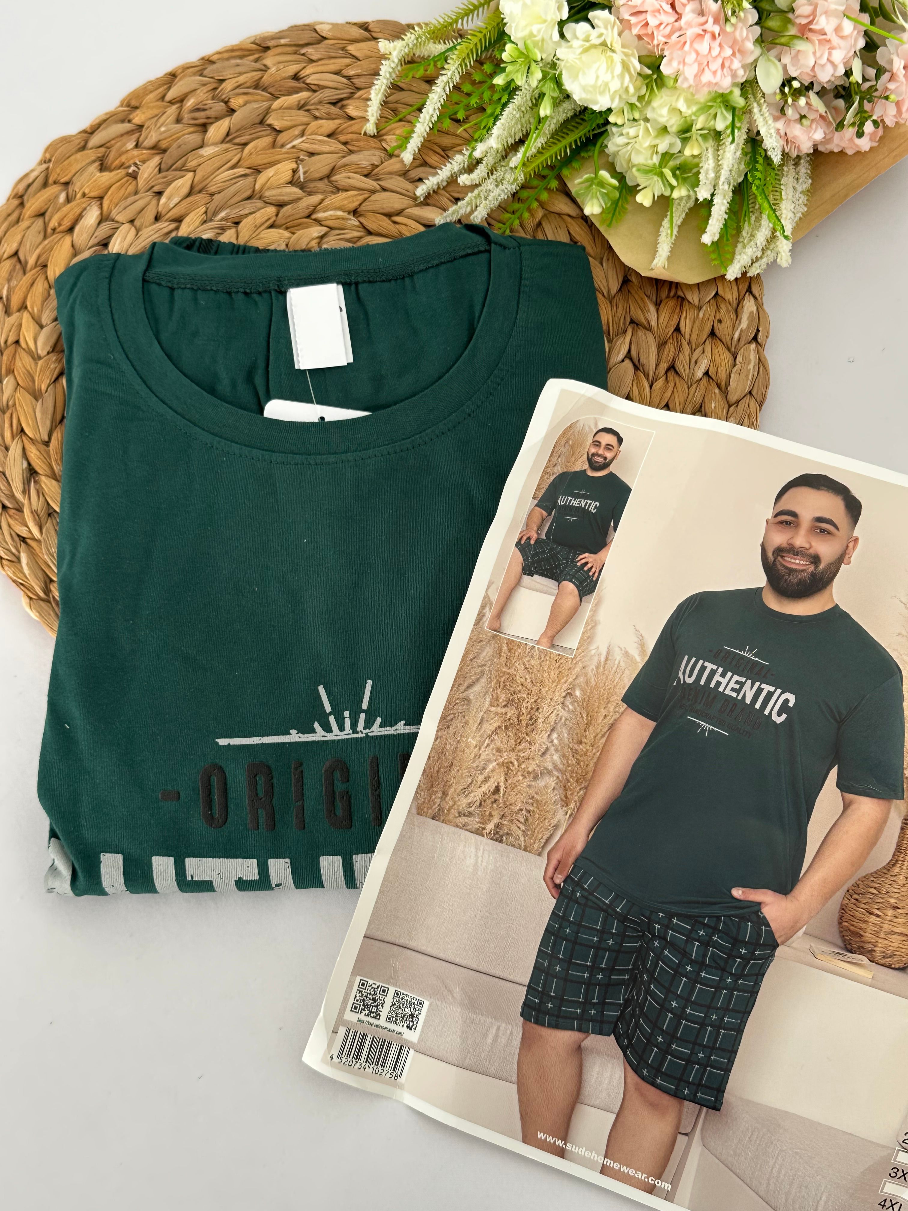 Yeşil Original Yazılı Erkek Pijama Takımı
