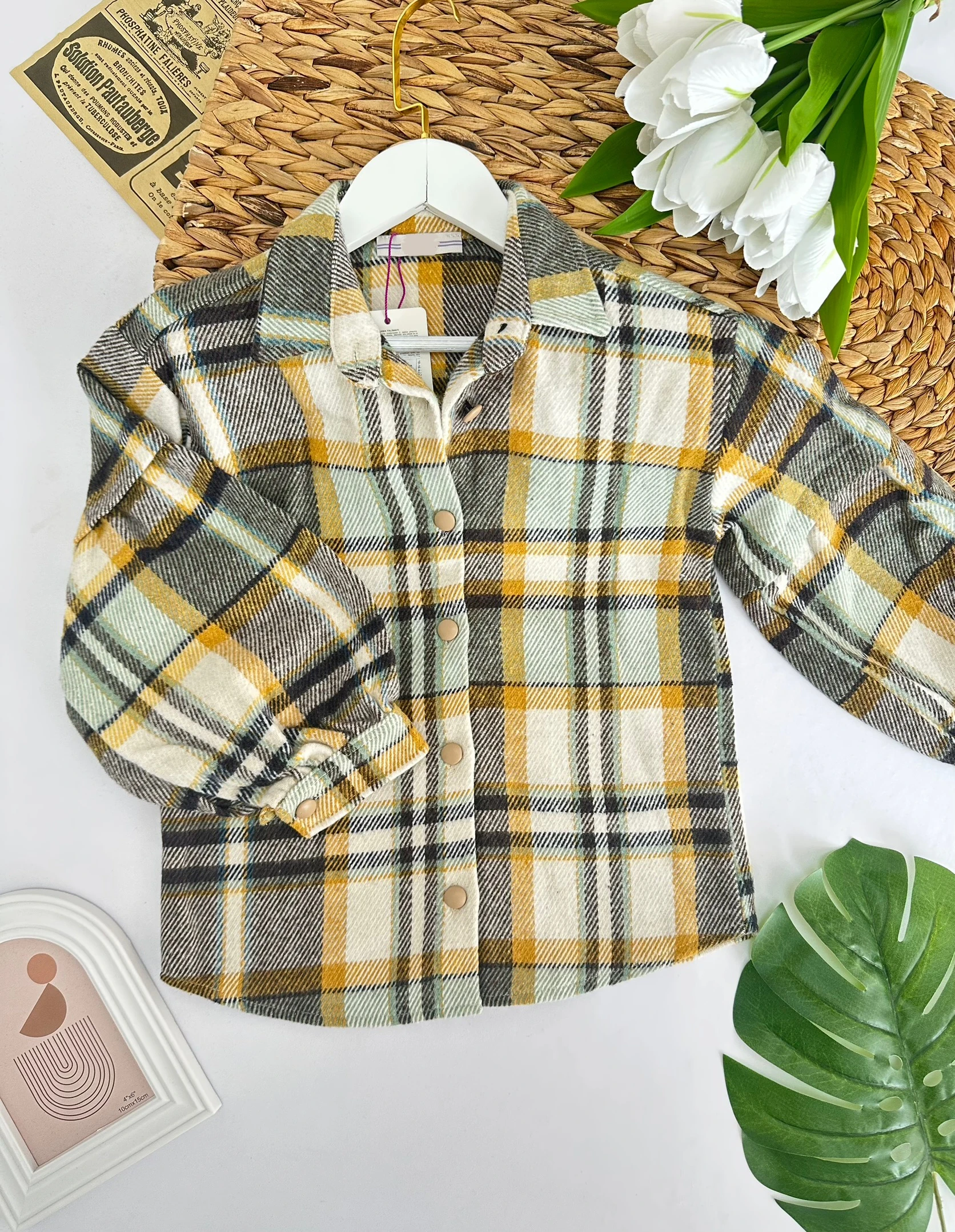 Kız Çocuk Gri Ekose Oduncu Gömlek