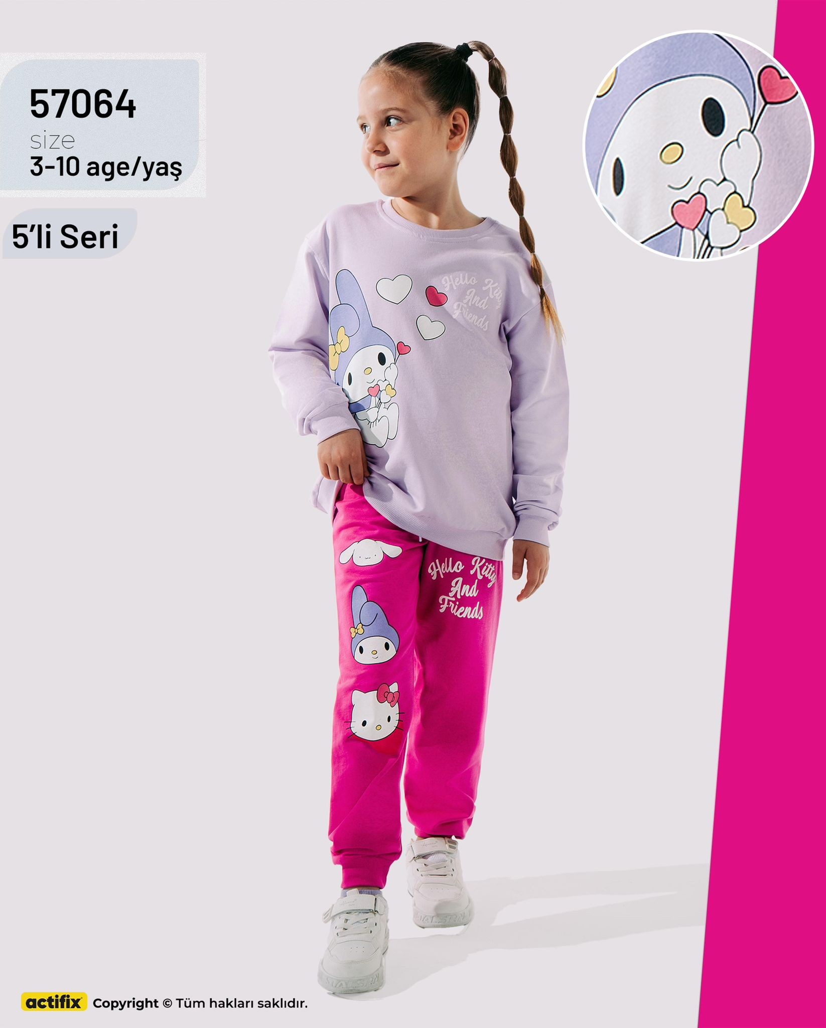 Kız Çocuk Lila My Melody 2 İplik Takım