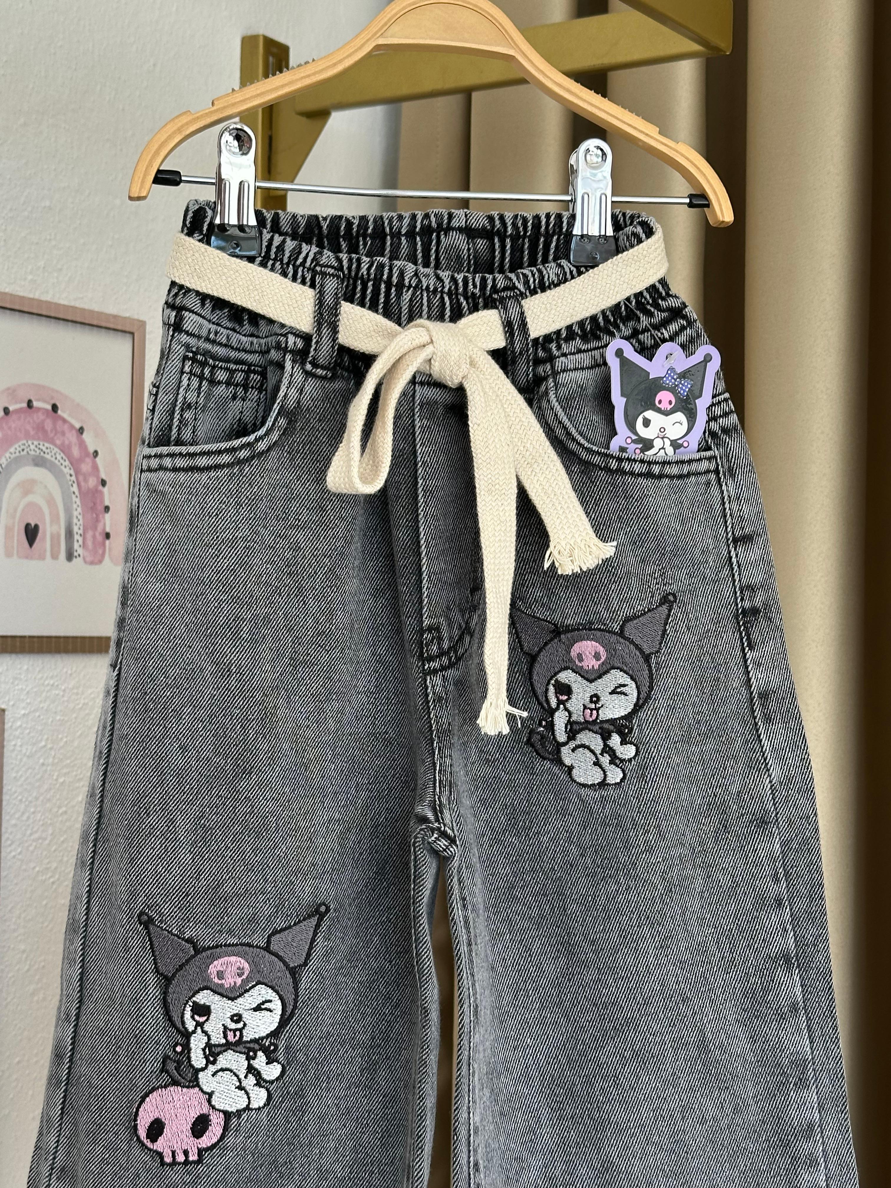 Kız Çocuk Füme Kuromi Kot Pantolon