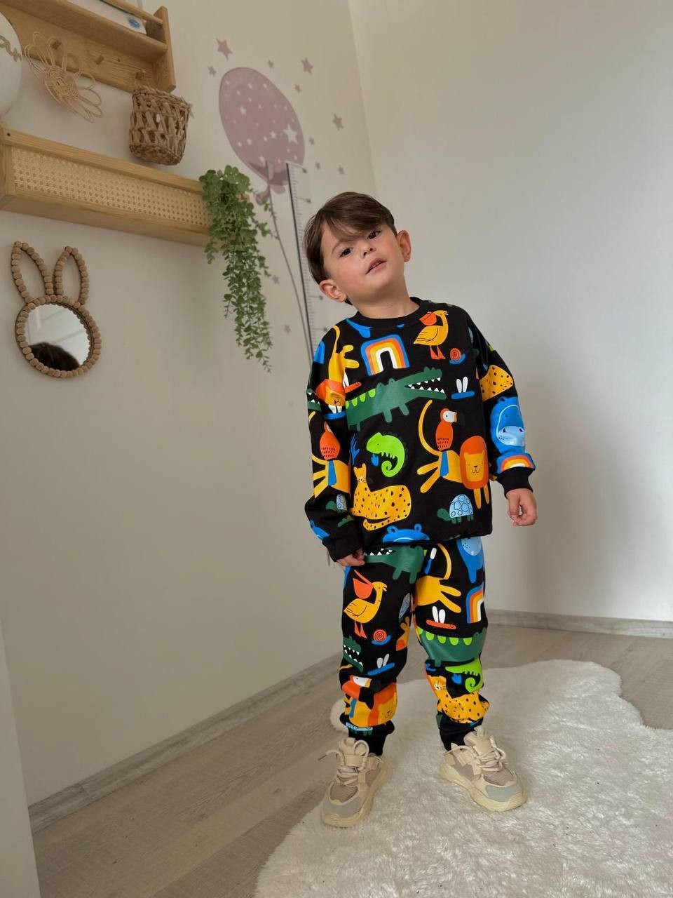 Erkek Çocuk Hayvan Desenli 2'li Takım