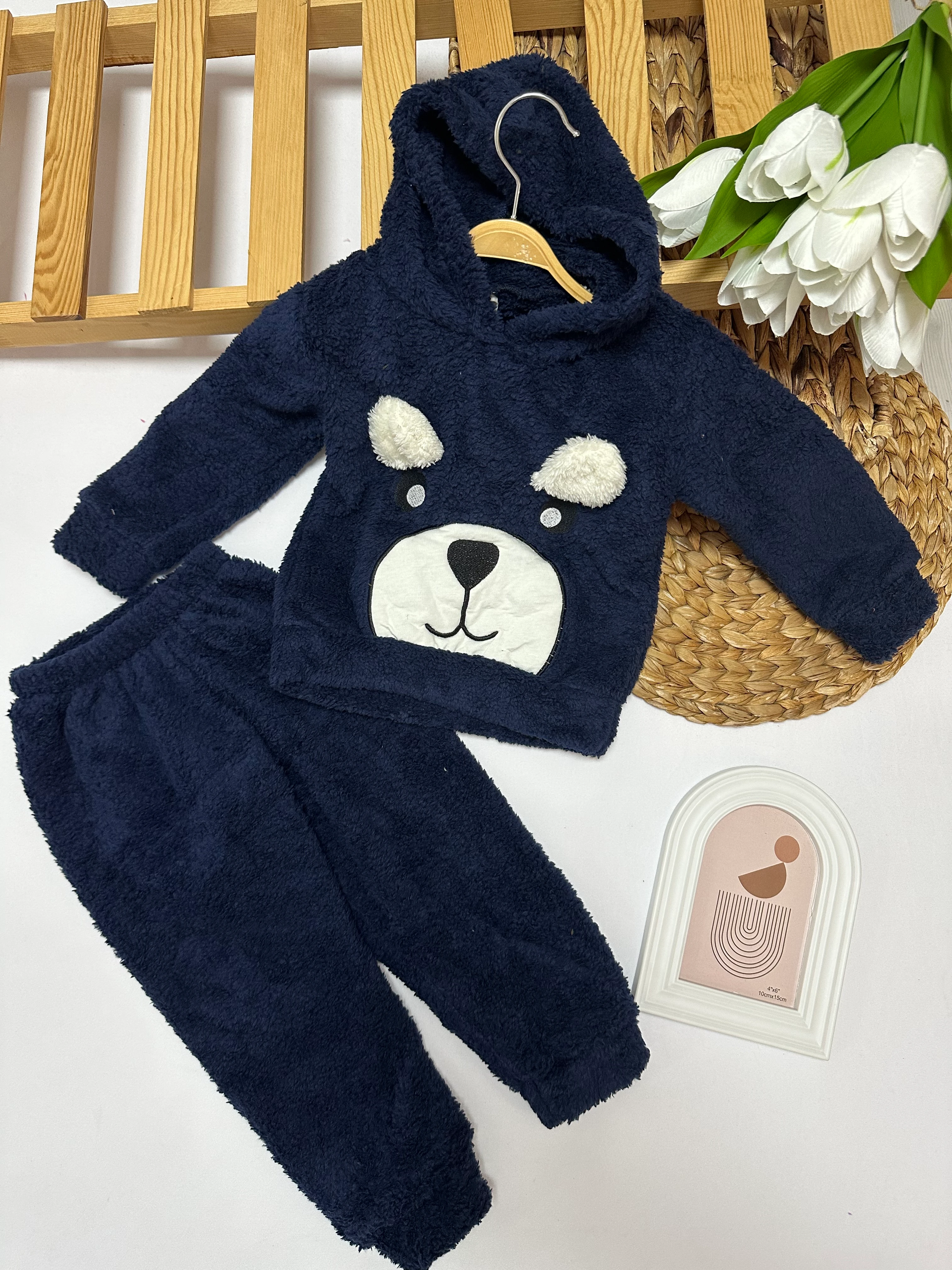 Çocuk Lacivert Ayıcık Peluş Takım