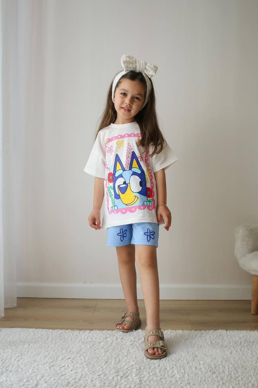 Kız Çocuk Bluey Şortlu Takım