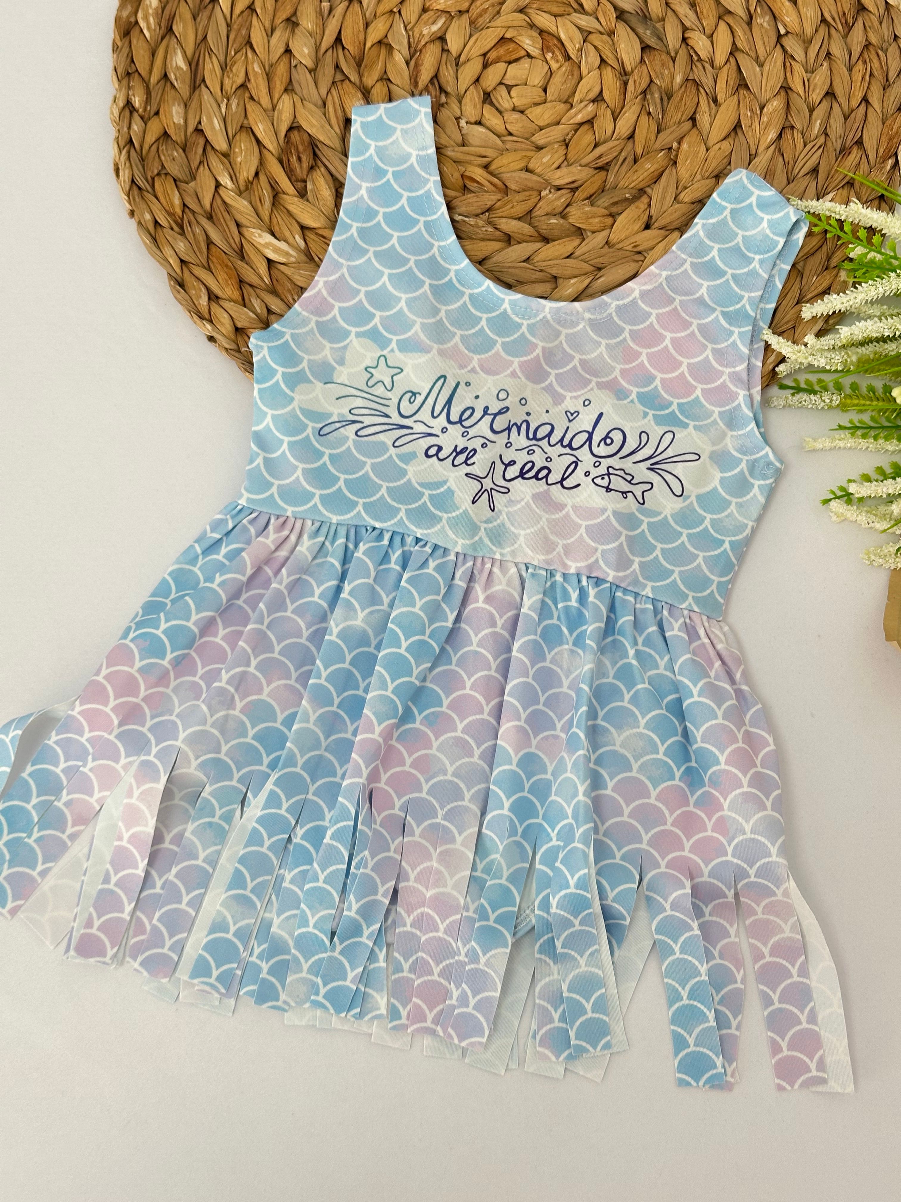Kız Çocuk Mermaid Pileli Etekli Mayo