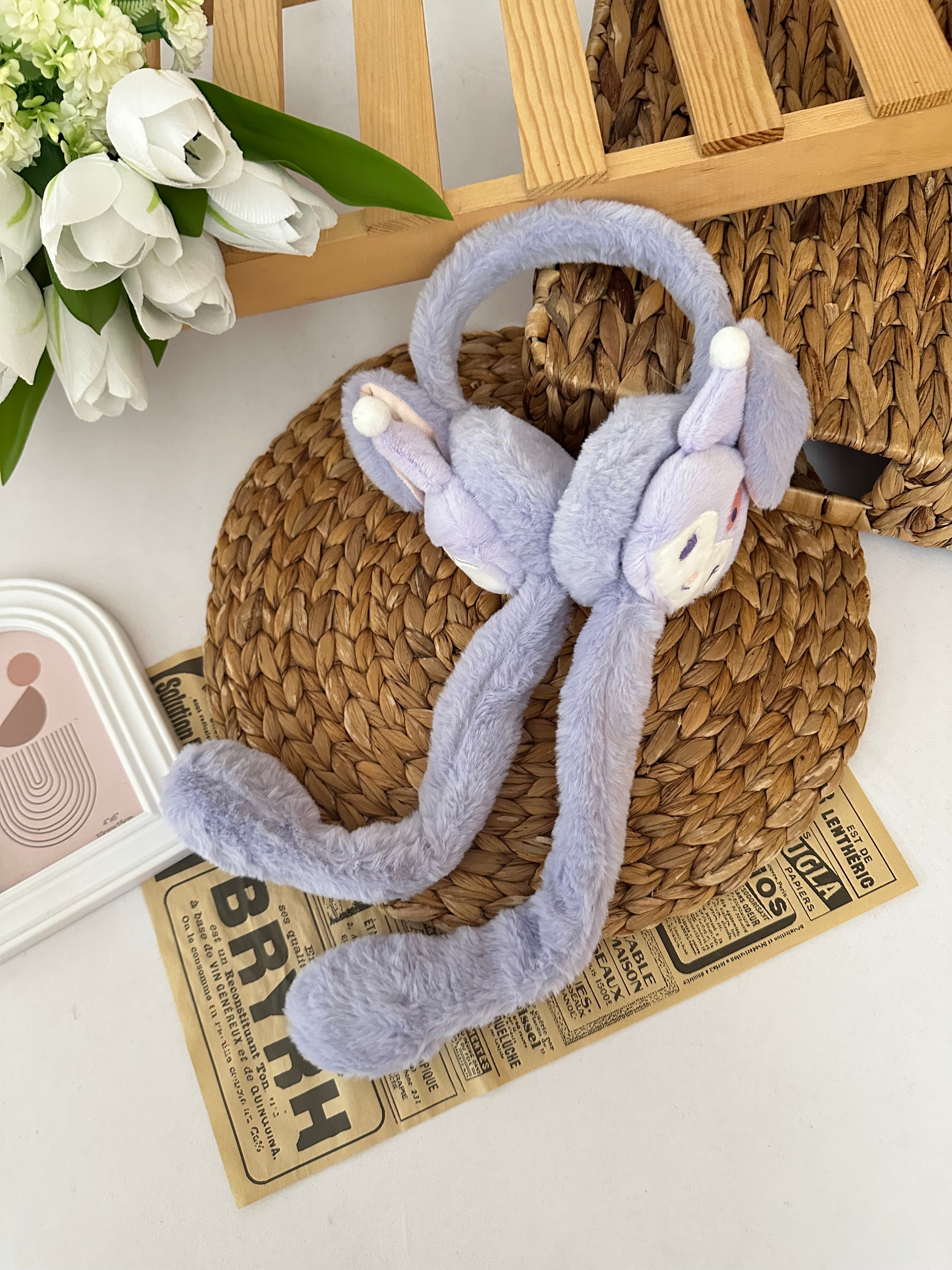 Kız Çocuk Mor Kuromi Hareketli Peluş Kulaklık