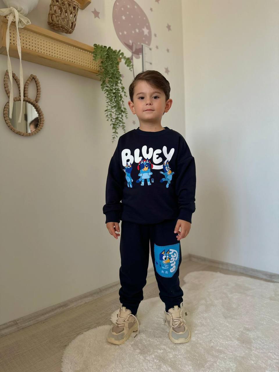 Erkek Çocuk Siyah Bluey Alt-Üst Takım