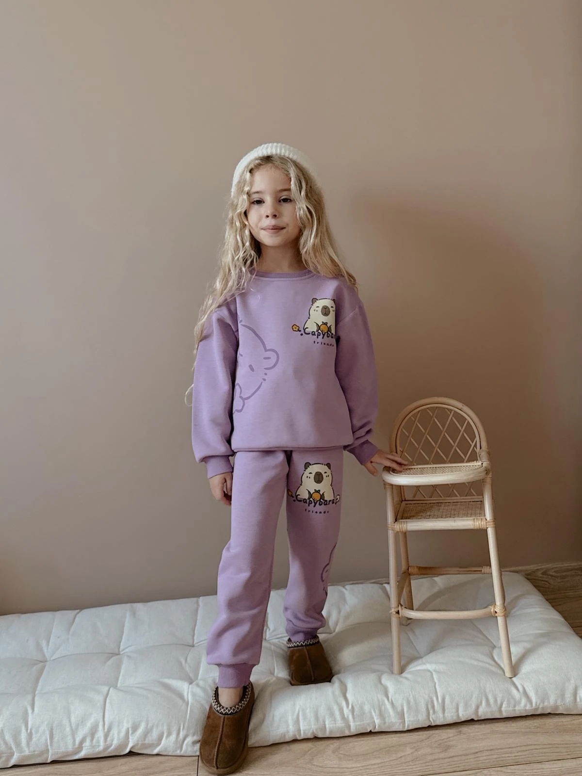 Kız Çocuk Mor Capybara Alt-Üst Takım