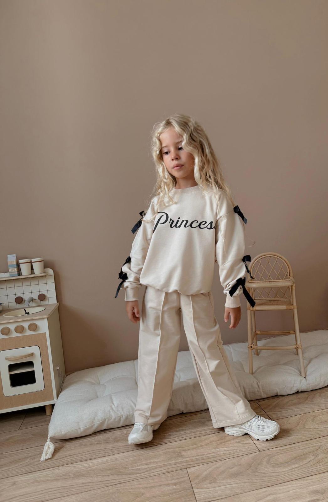Kız Çocuk Bej Princess Fiyonklu Takım