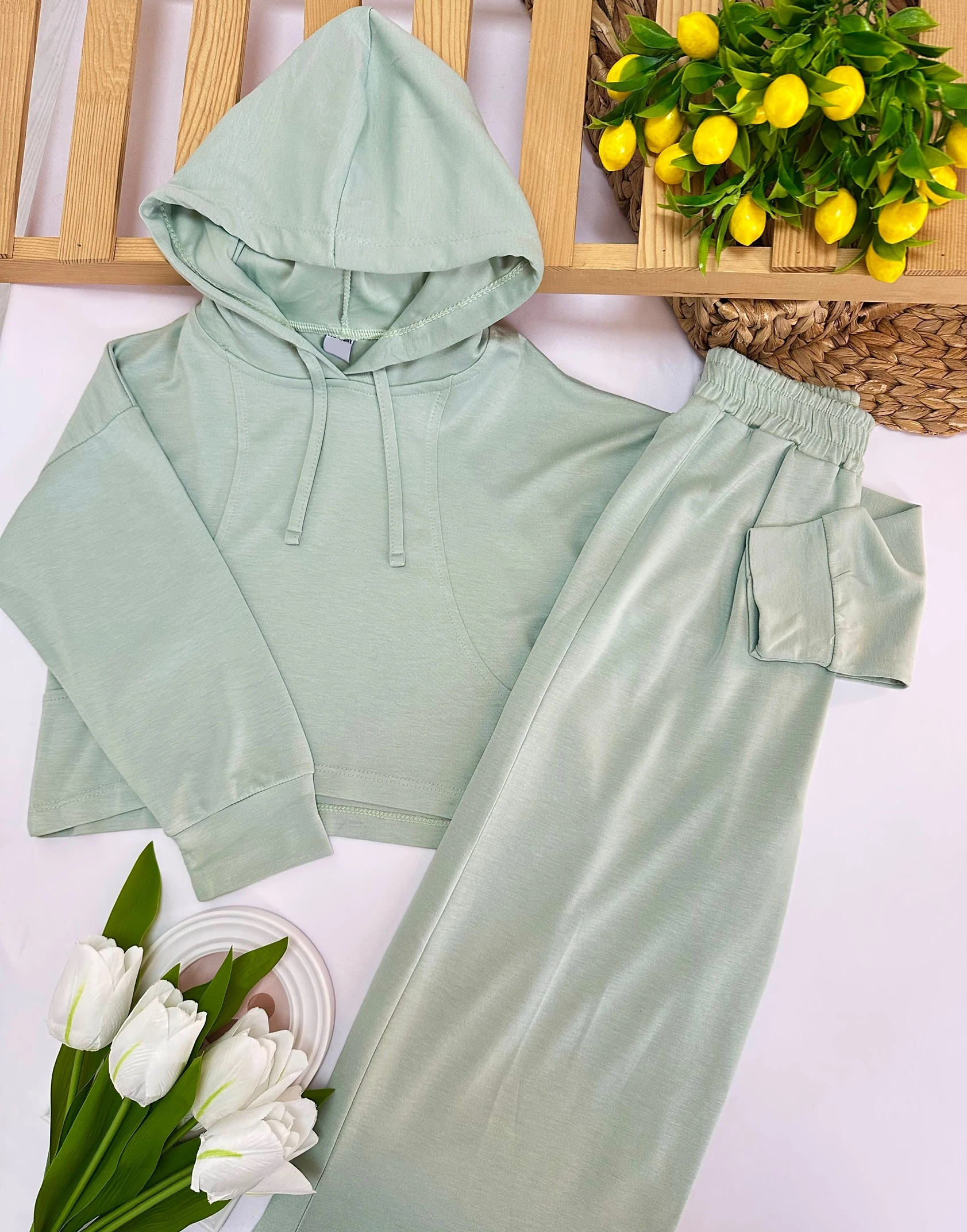 Kız Çocuk Yeşil Oysho Kapüşonlu Takım