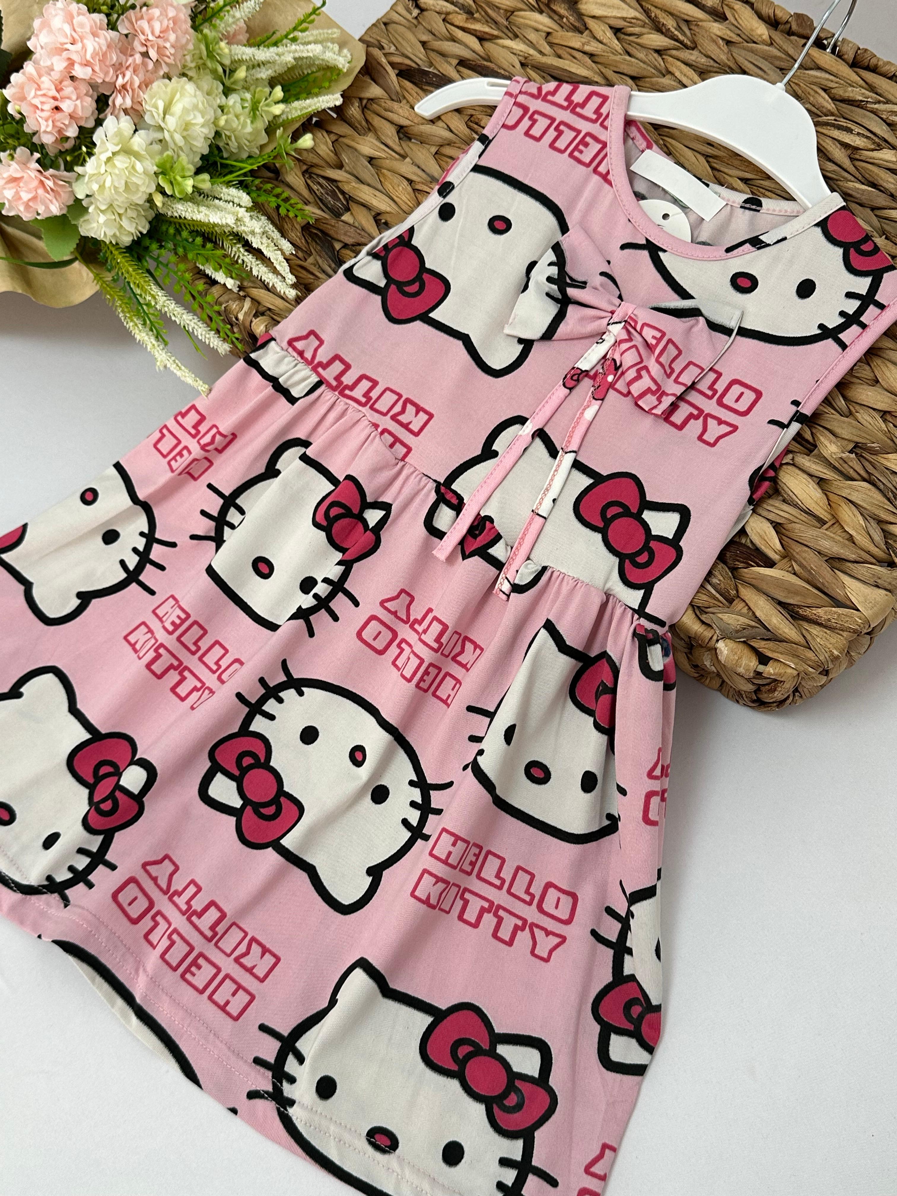 Kız Çocuk Pembe Hello Kitty Elbise