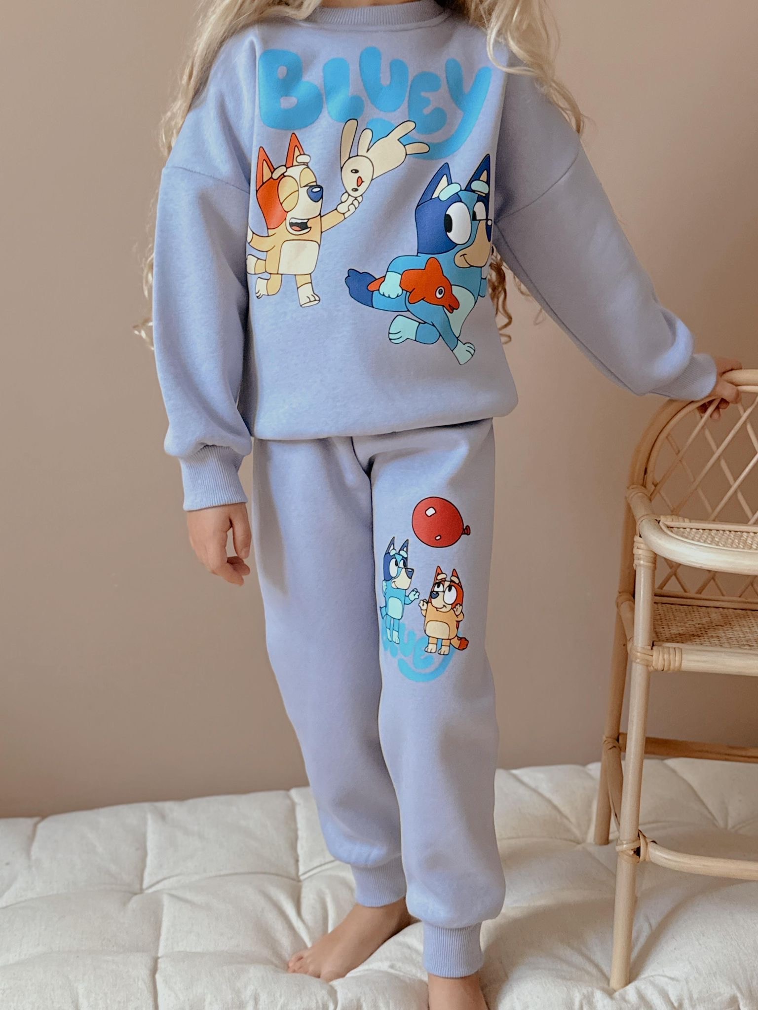 Kız Çocuk Lila Bluey Desenli 2'li Takım