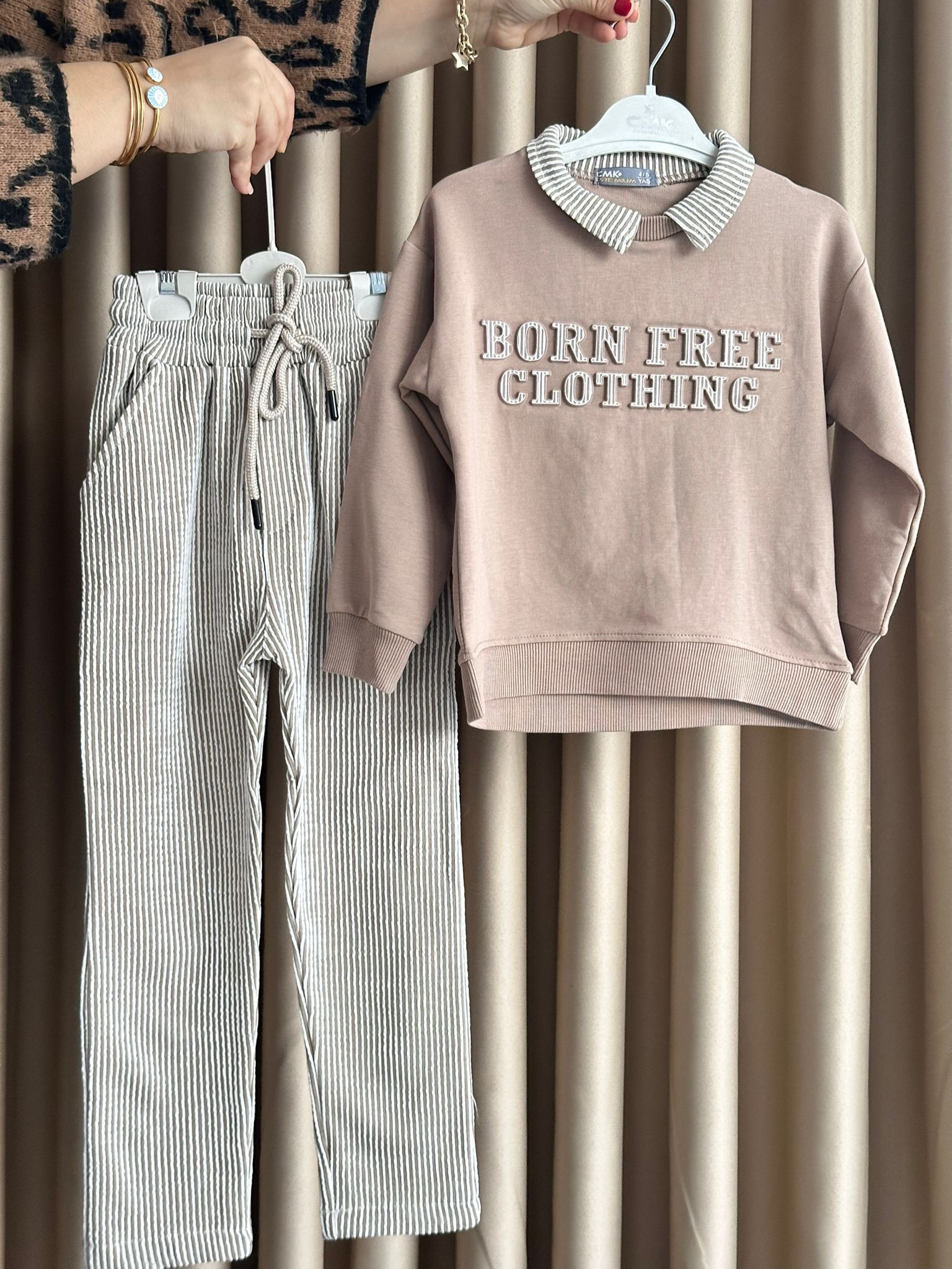Erkek Çocuk Vizon Born Free Jogger Pantolonlu Takım
