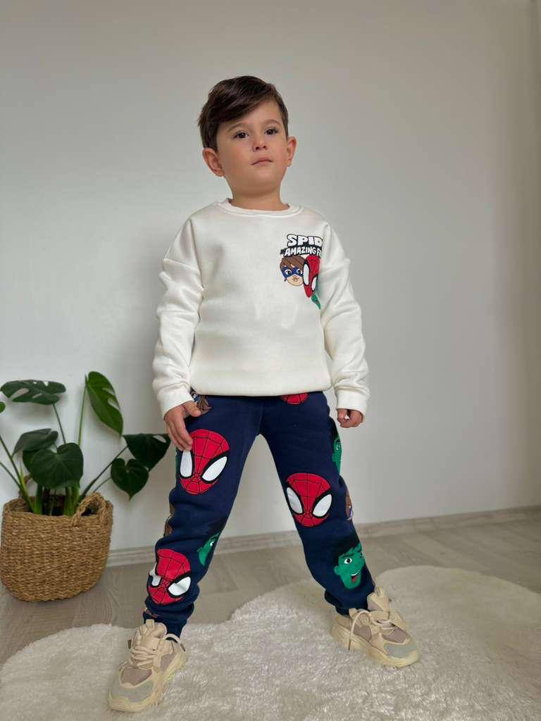 Erkek Çocuk Beyaz Spiderman Takım