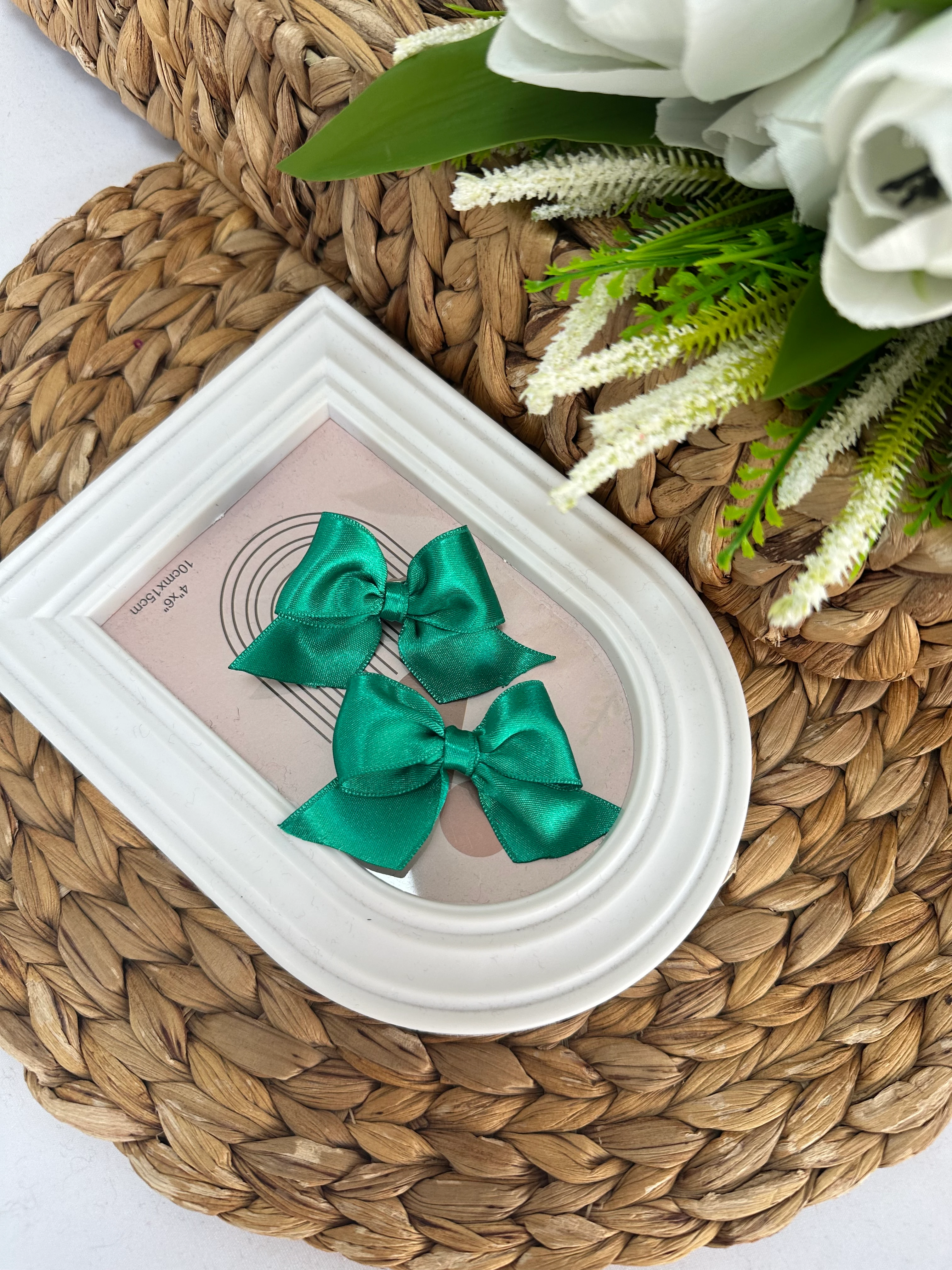 Kız Çocuk Saten Yeşil 2’li Toka