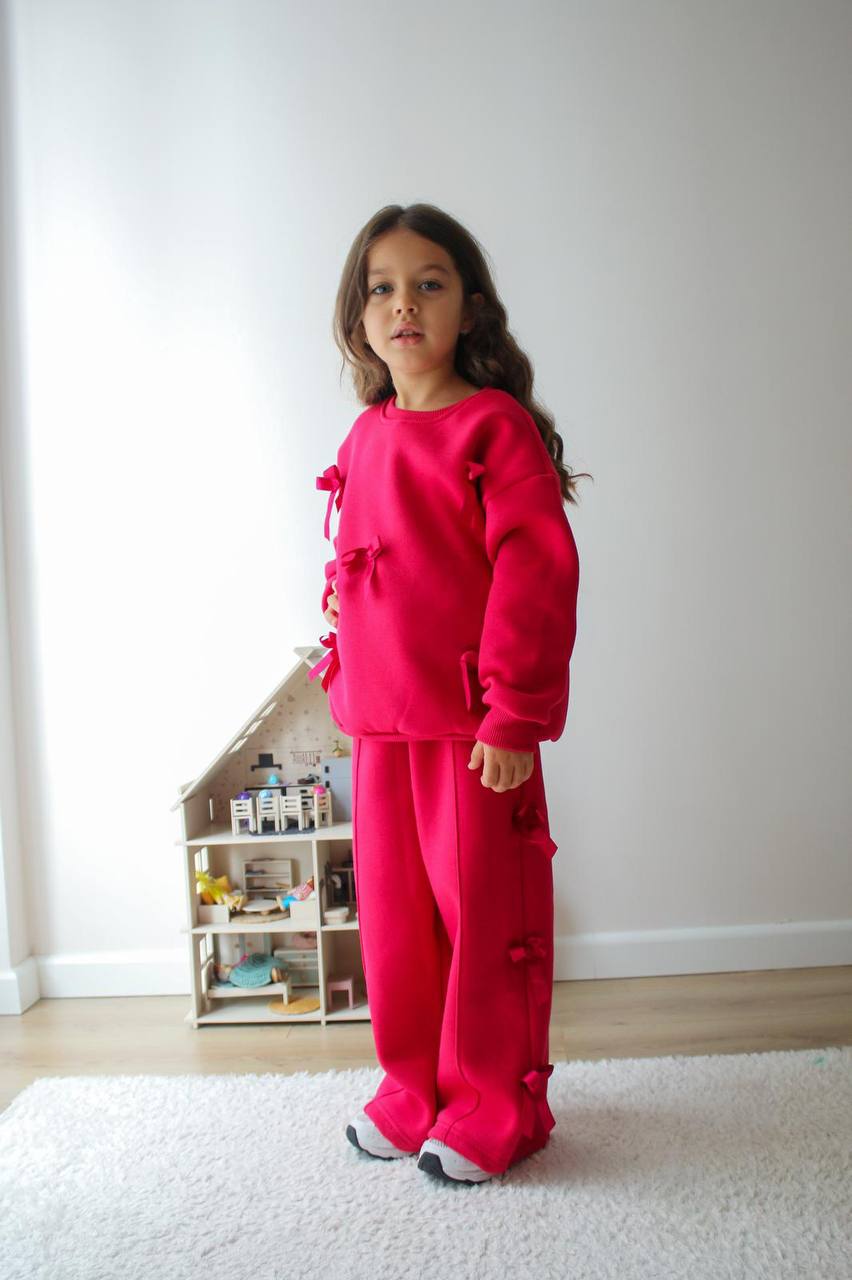 Kız Çocuk Fuşya Fiyonklu Alt-Üst Takım