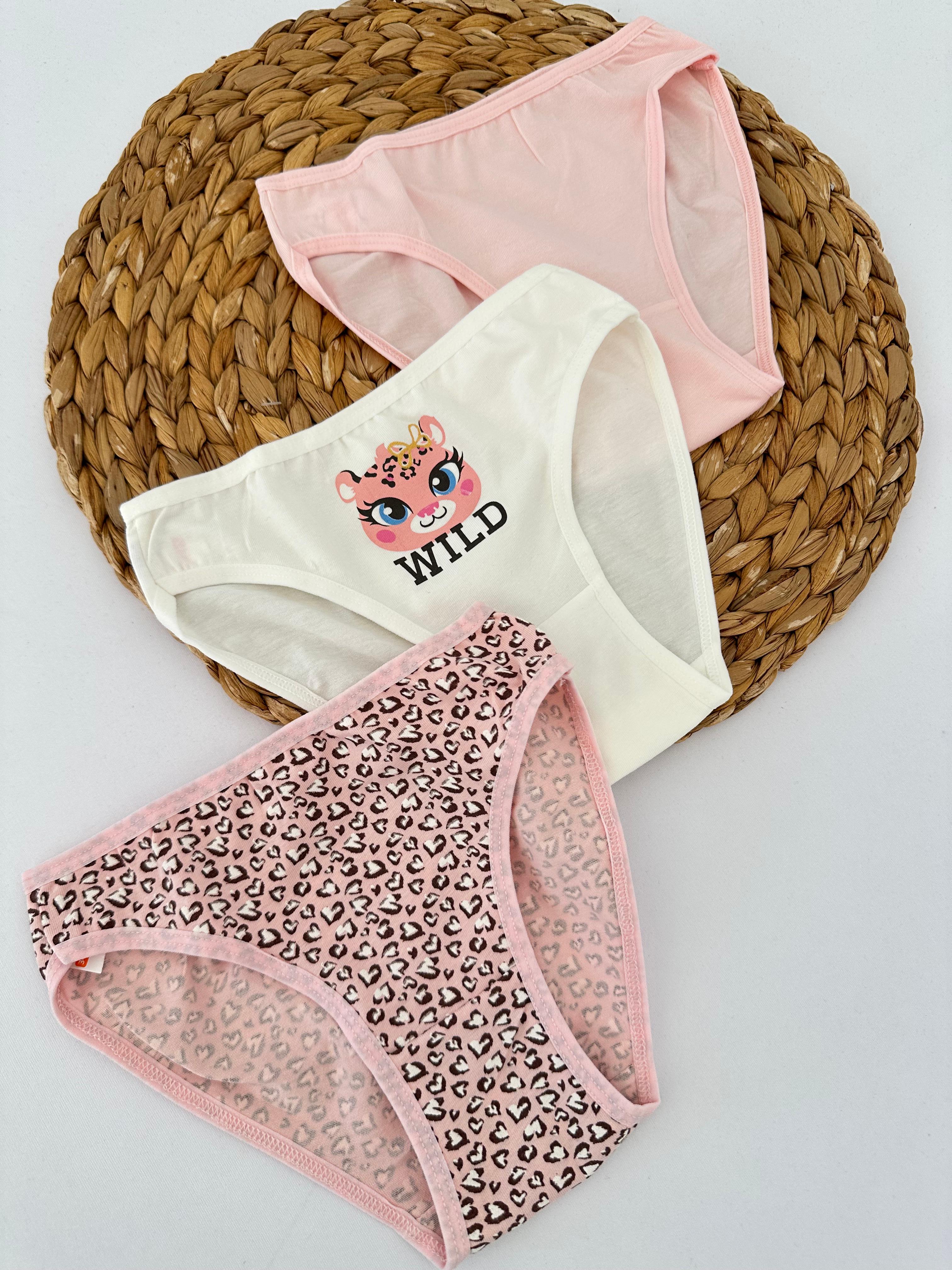 Kız Çocuk Pudra Leopar Desenli 3’lü Slip Külot