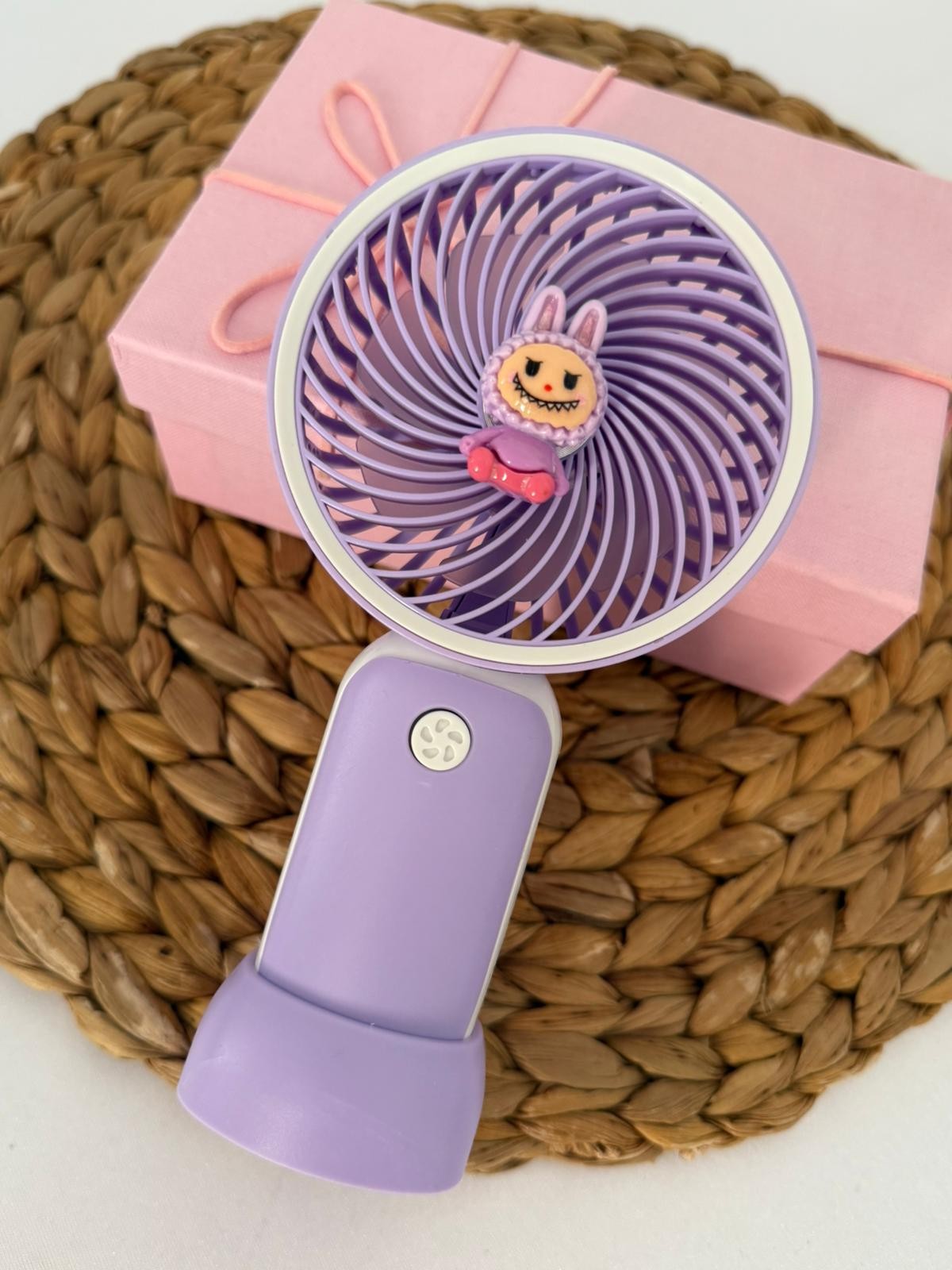 Mor Labubu Şarjlı Mini Fan