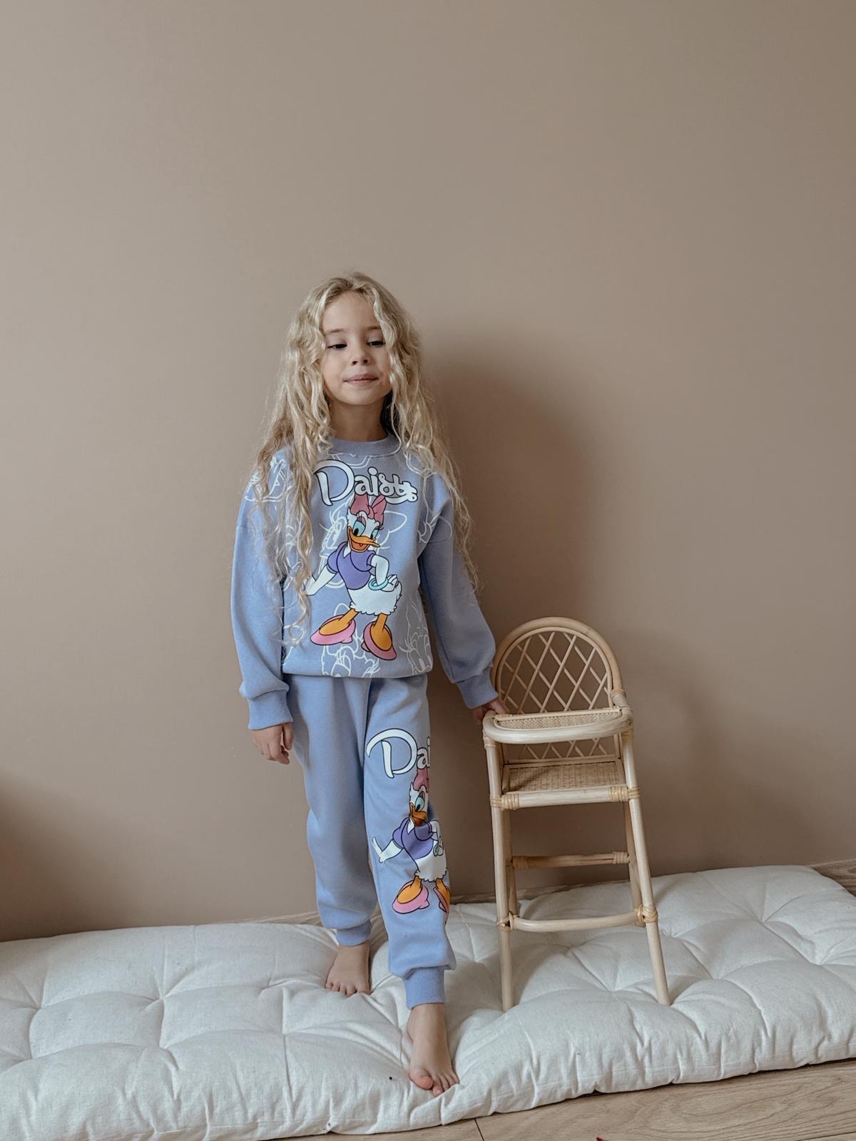 Kız Çocuk Lila Daisy Desenli 2'li Takım