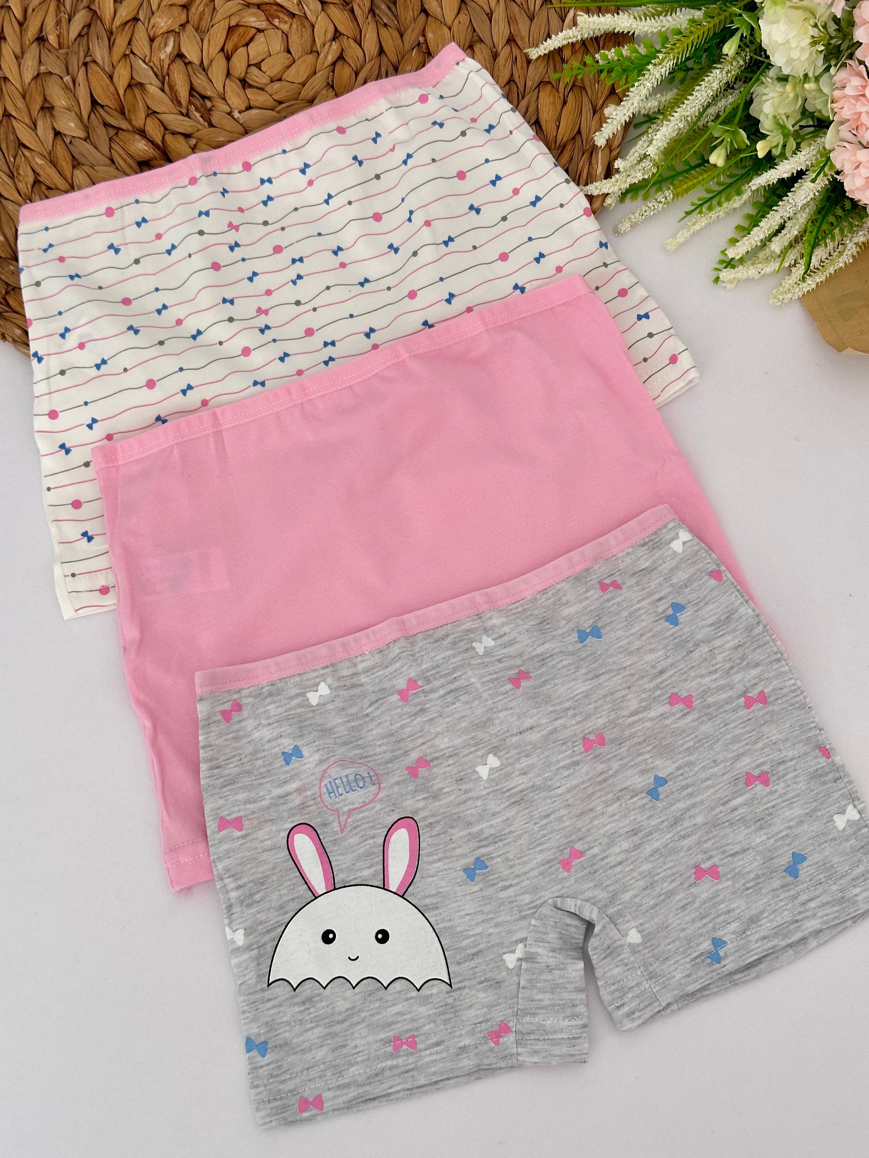 Kız Çocuk Pembe Tavşancık Model 3’lü Boxer Seti
