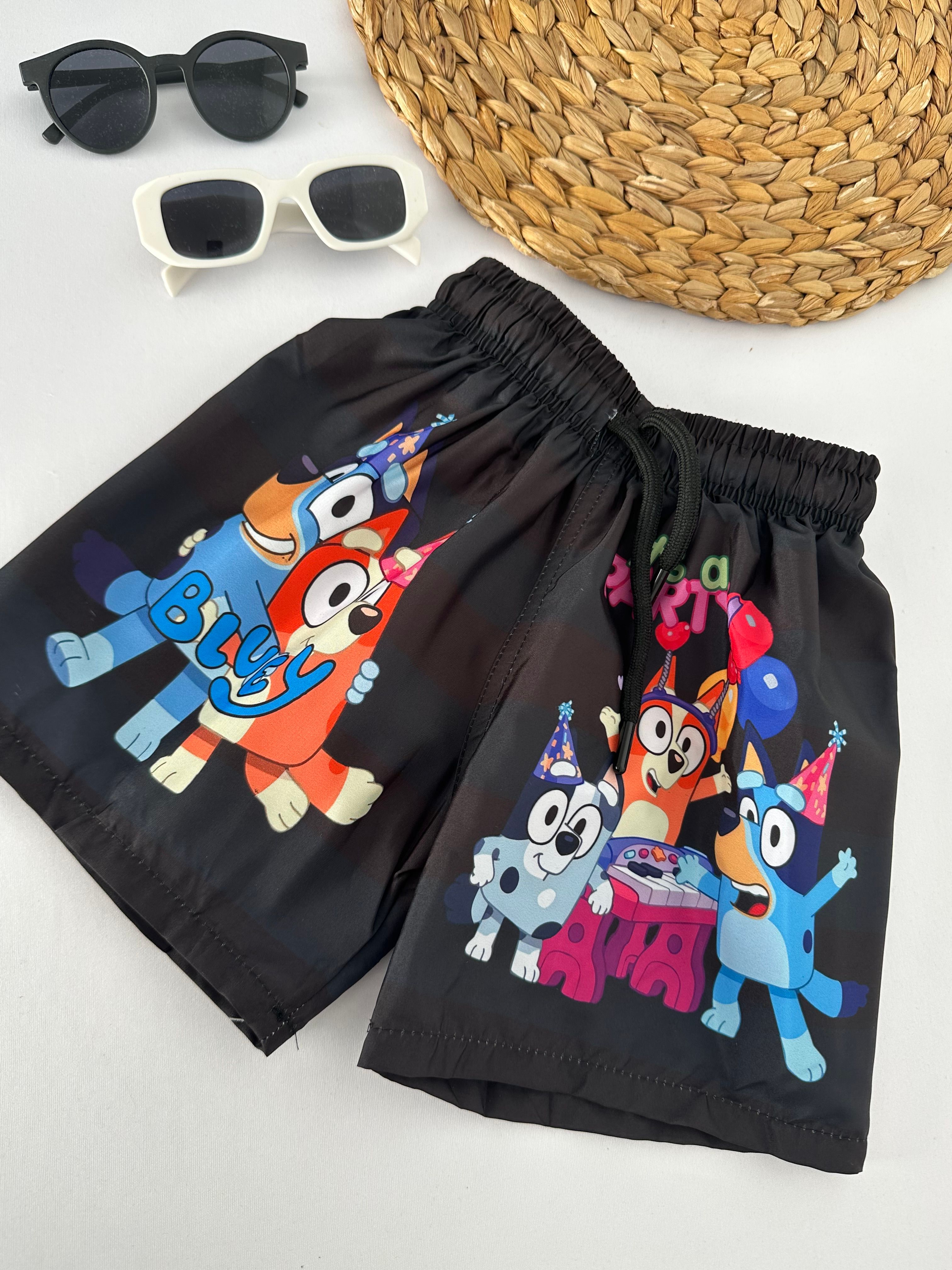 Erkek Çocuk Siyah Bluey Deniz Şortu