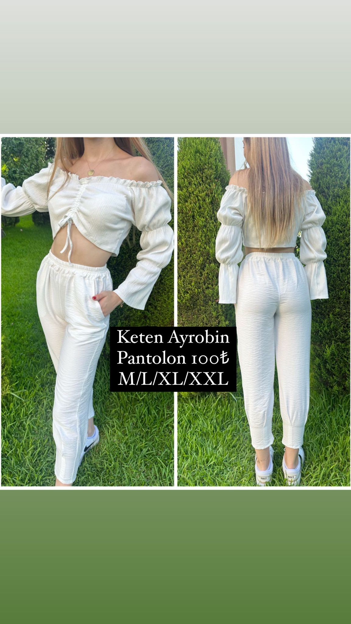 Beyaz Keten Airobin Pantolon