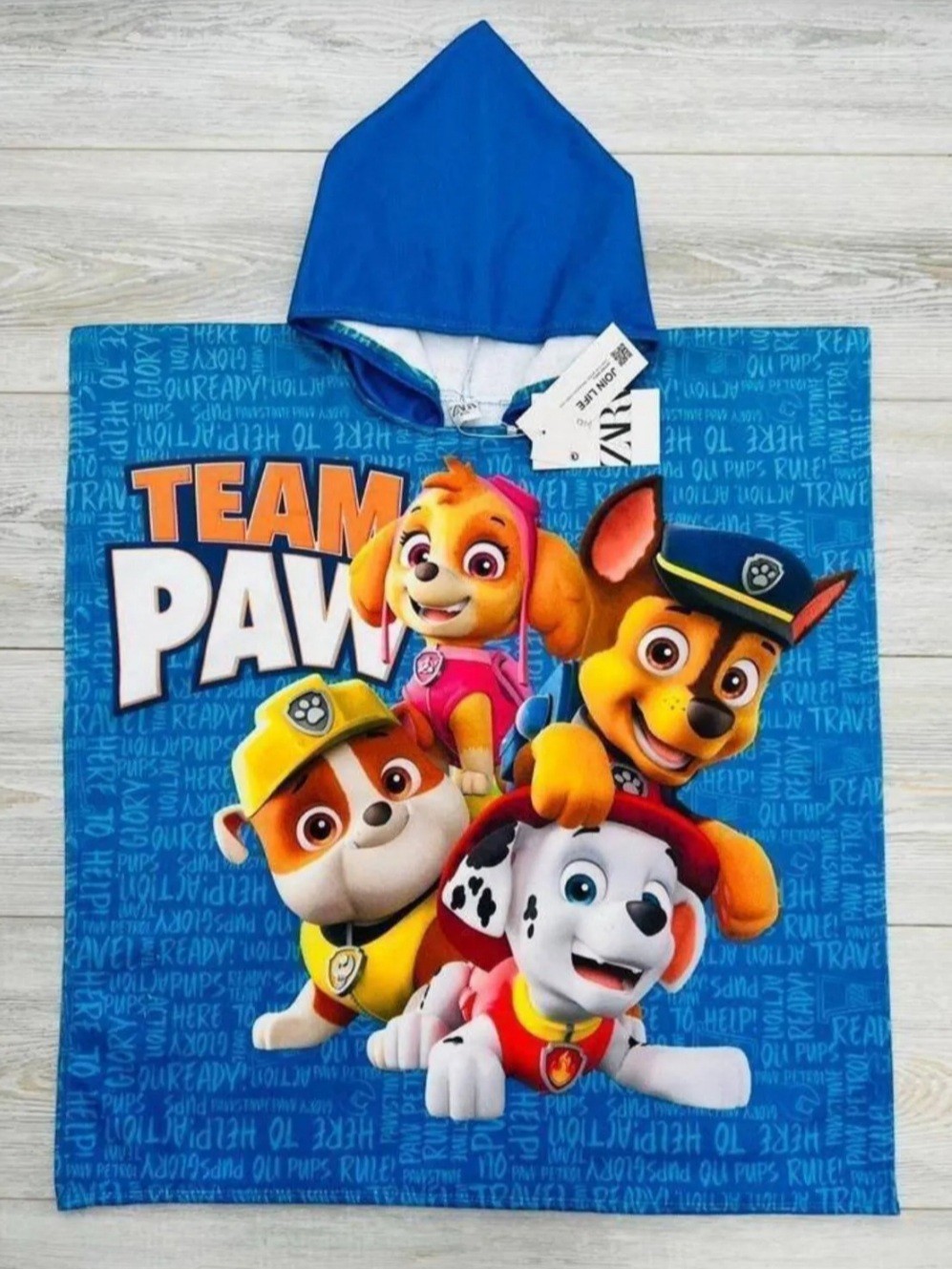 Erkek Çocuk Paw Patrol Mavi Panço Havlu