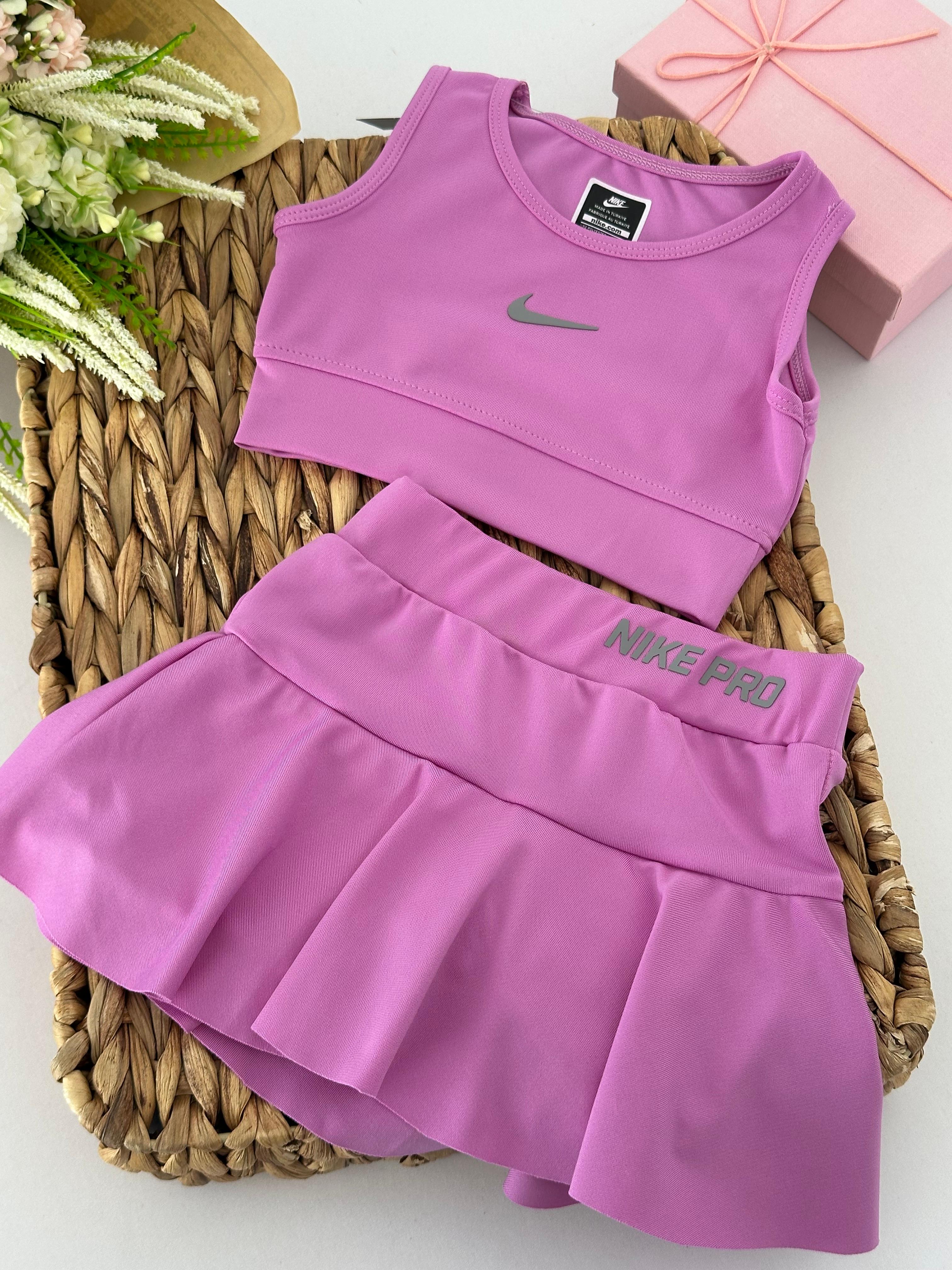 Kız Çocuk Mor Nike Pro Crop Şort Etek Mayo