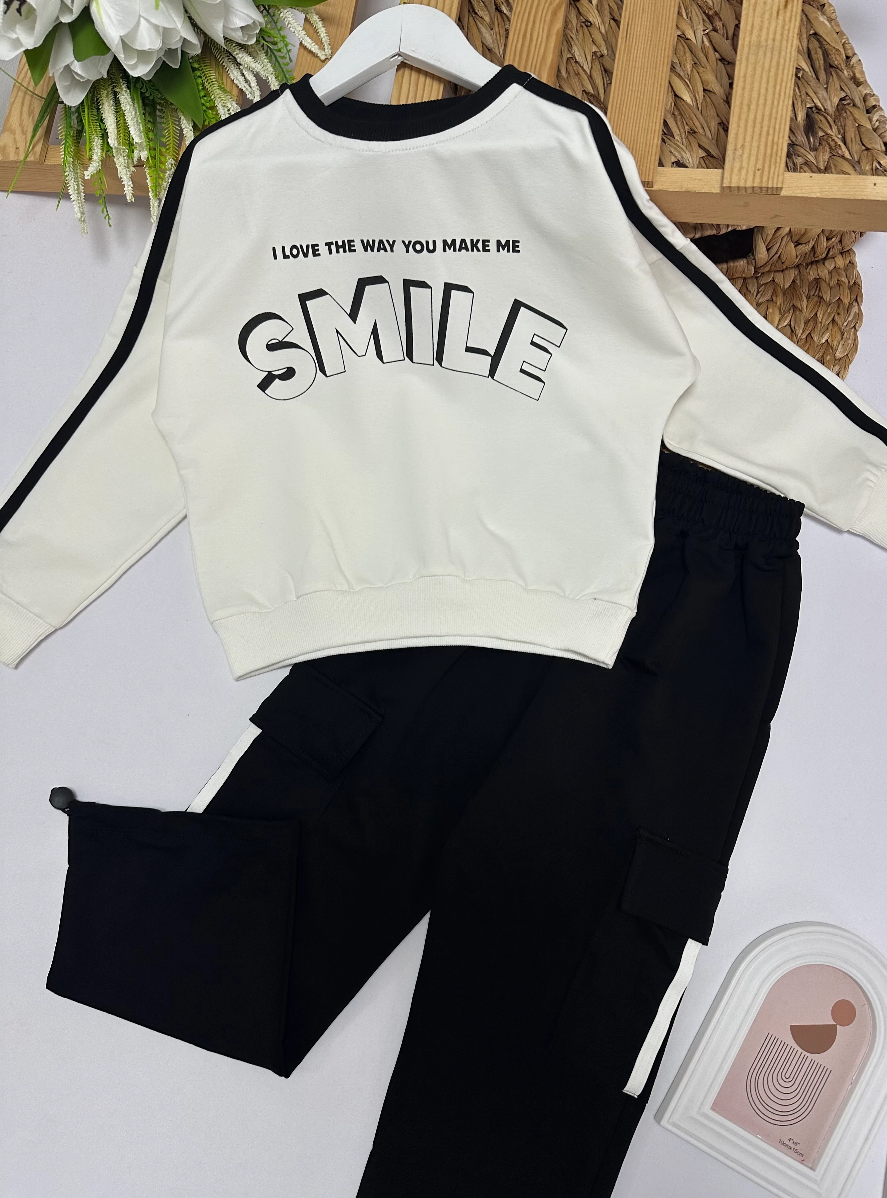 Kız Çocuk Siyah Smile Takım