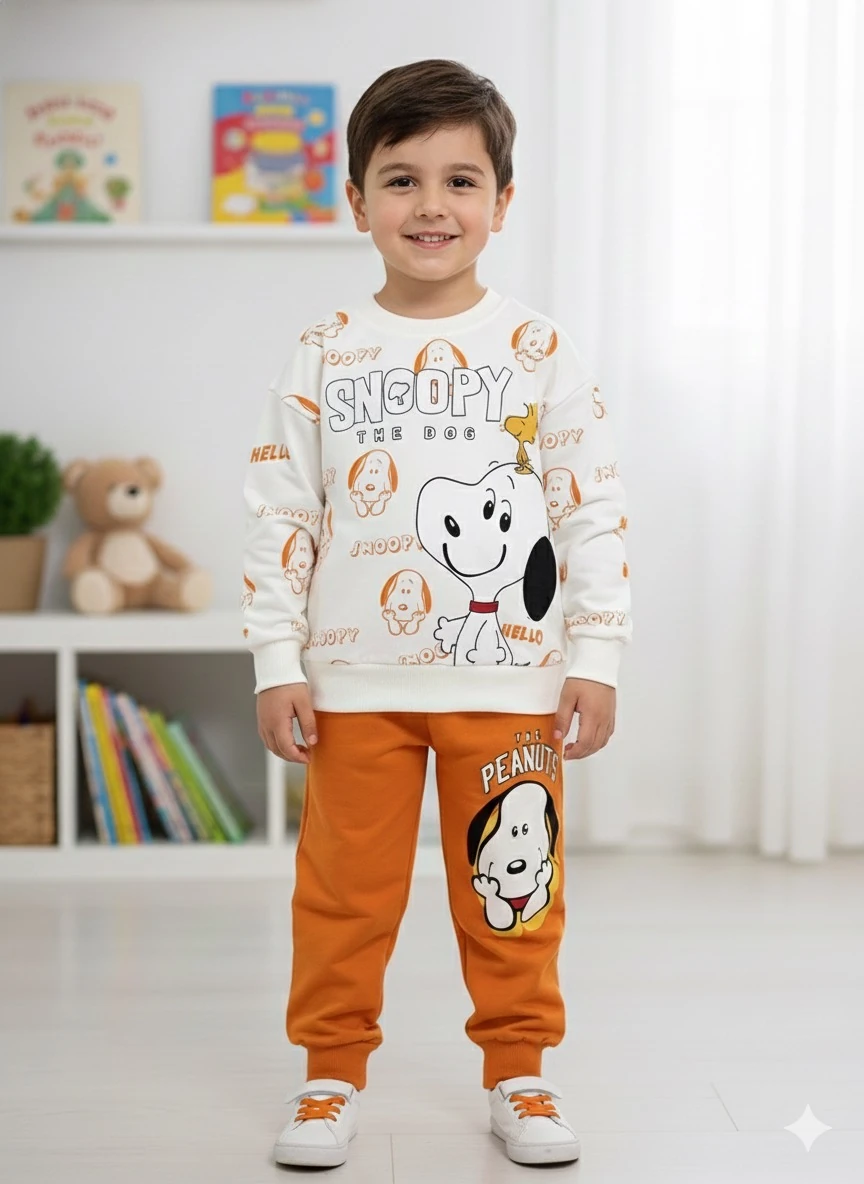 Erkek Çocuk Turuncu Snoopy Takım