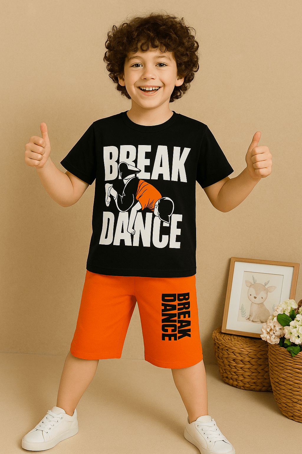 Erkek Çocuk Turuncu Break Dance Takım