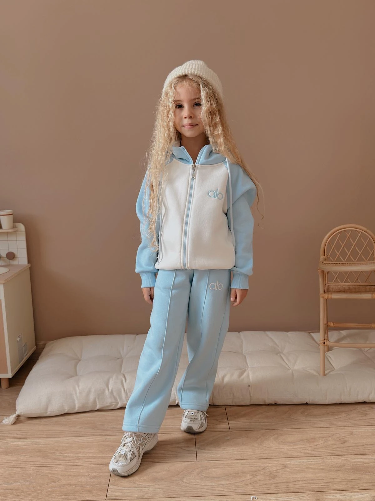 Kız Çocuk Mavi Fermuarlı Alt-Üst Takım