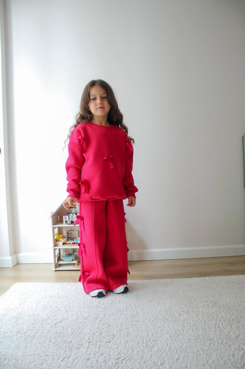 Kız Çocuk Fuşya Fiyonklu Alt-Üst Takım