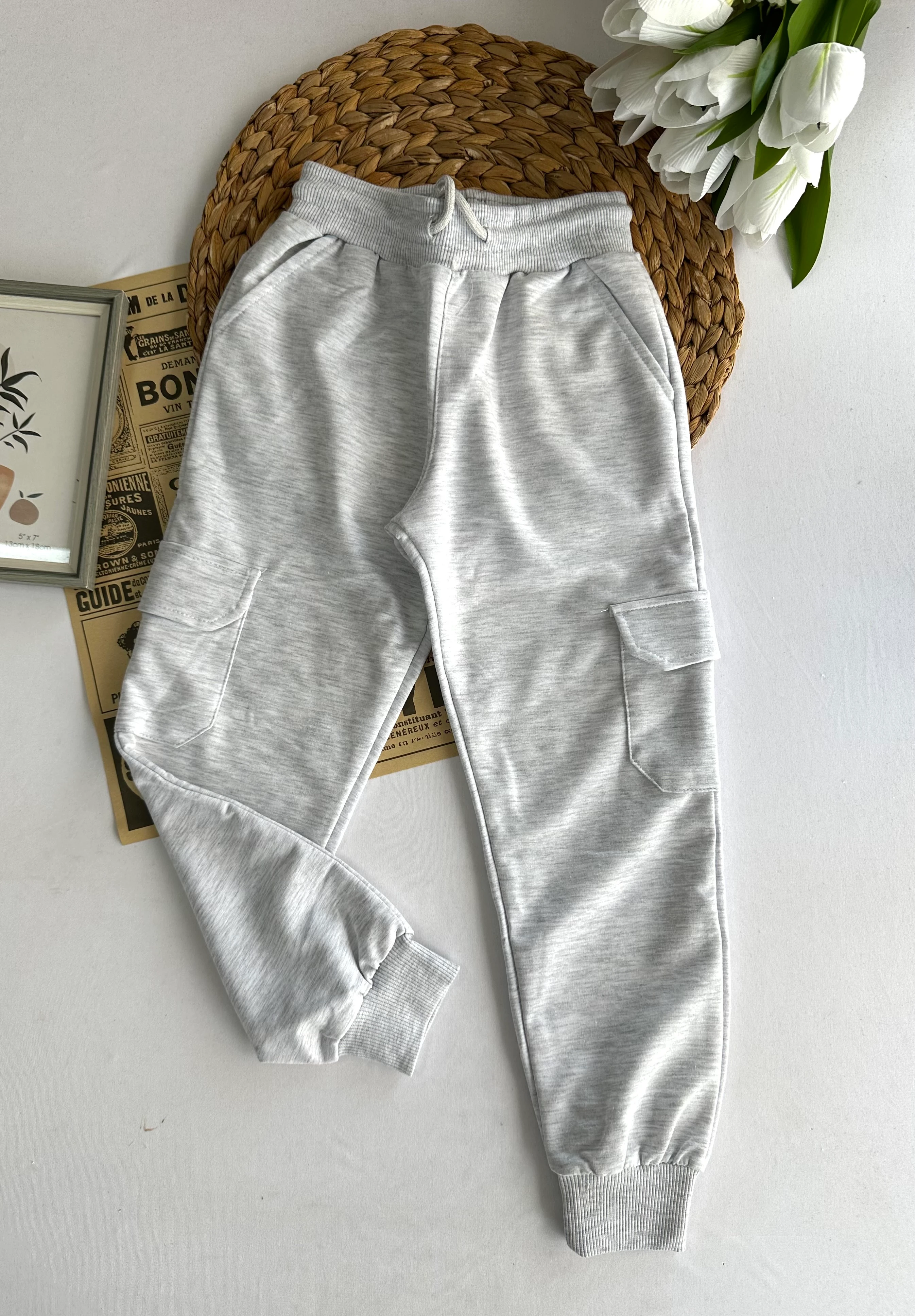 Açık Gri Kargo Cep Eşofman Altı