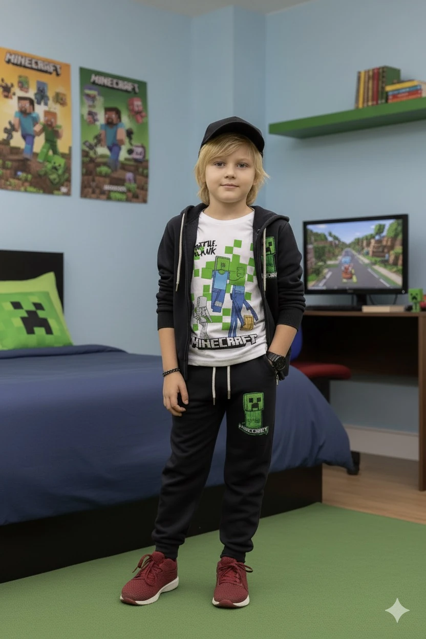 Erkek Çocuk Antrasit Minecraft 3'lü Takım