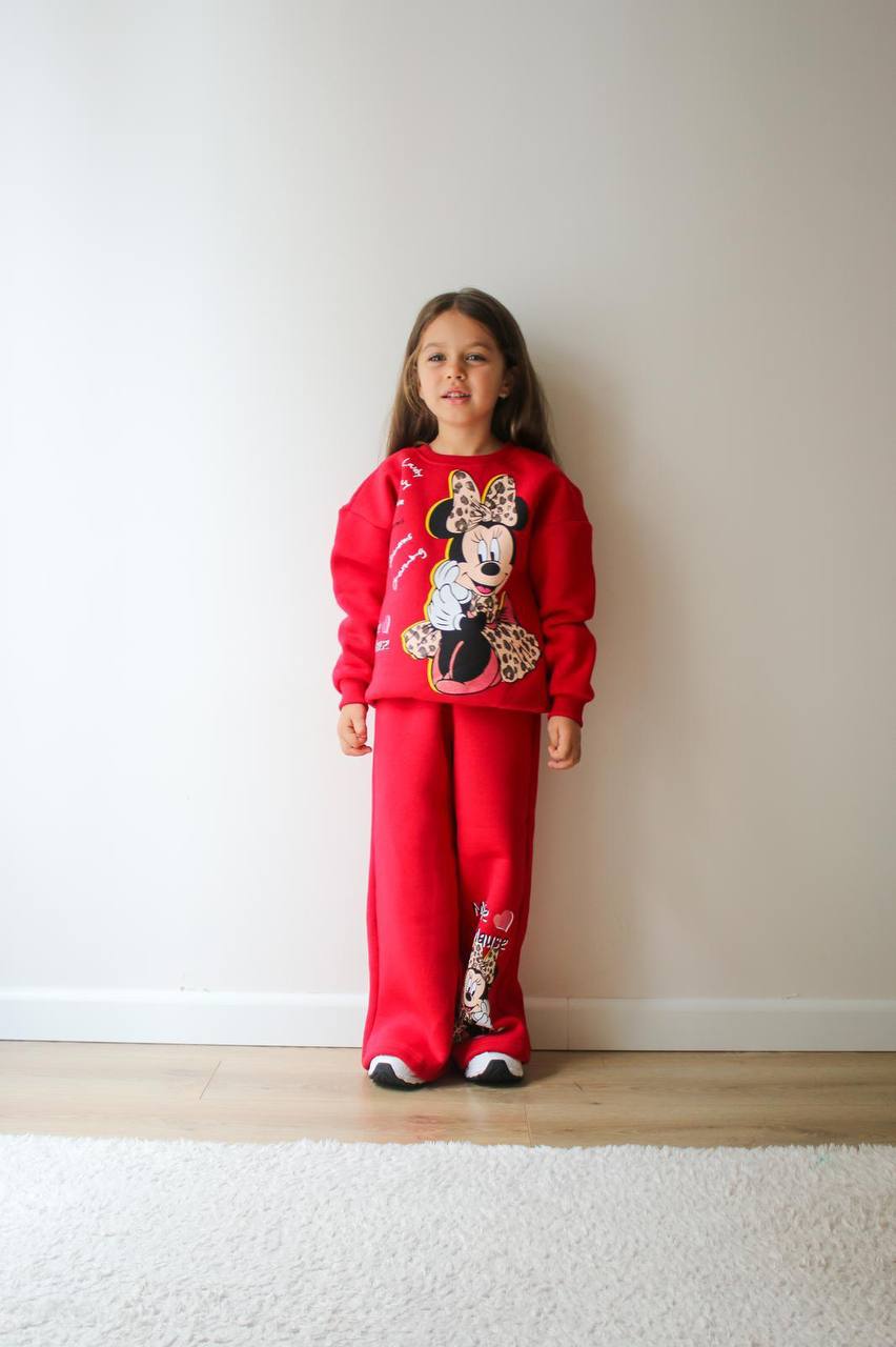Kız Çocuk Kırmızı Minnie Mouse Alt-Üst Takım