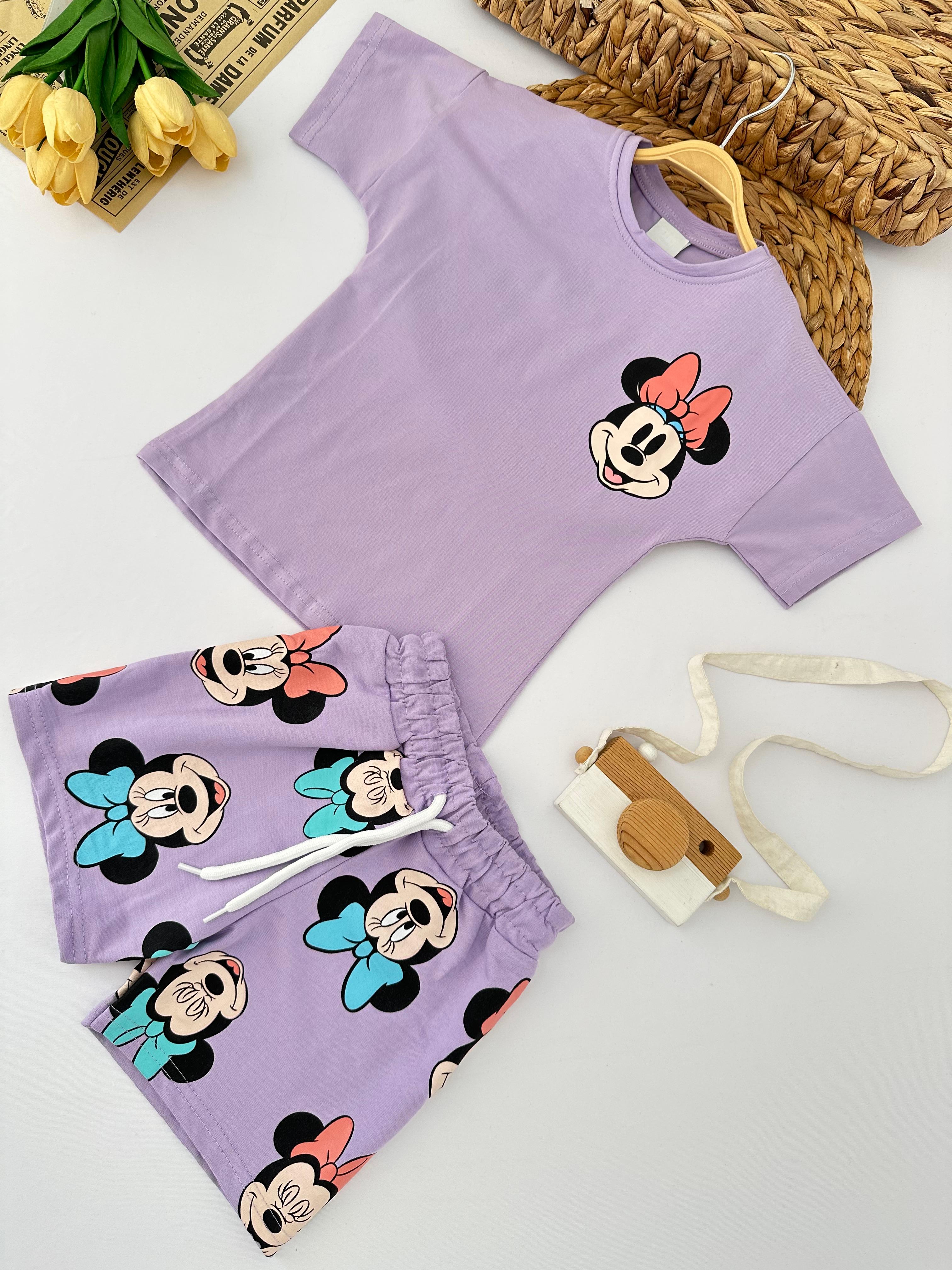 Kız Çocuk Mor Minnie Takım