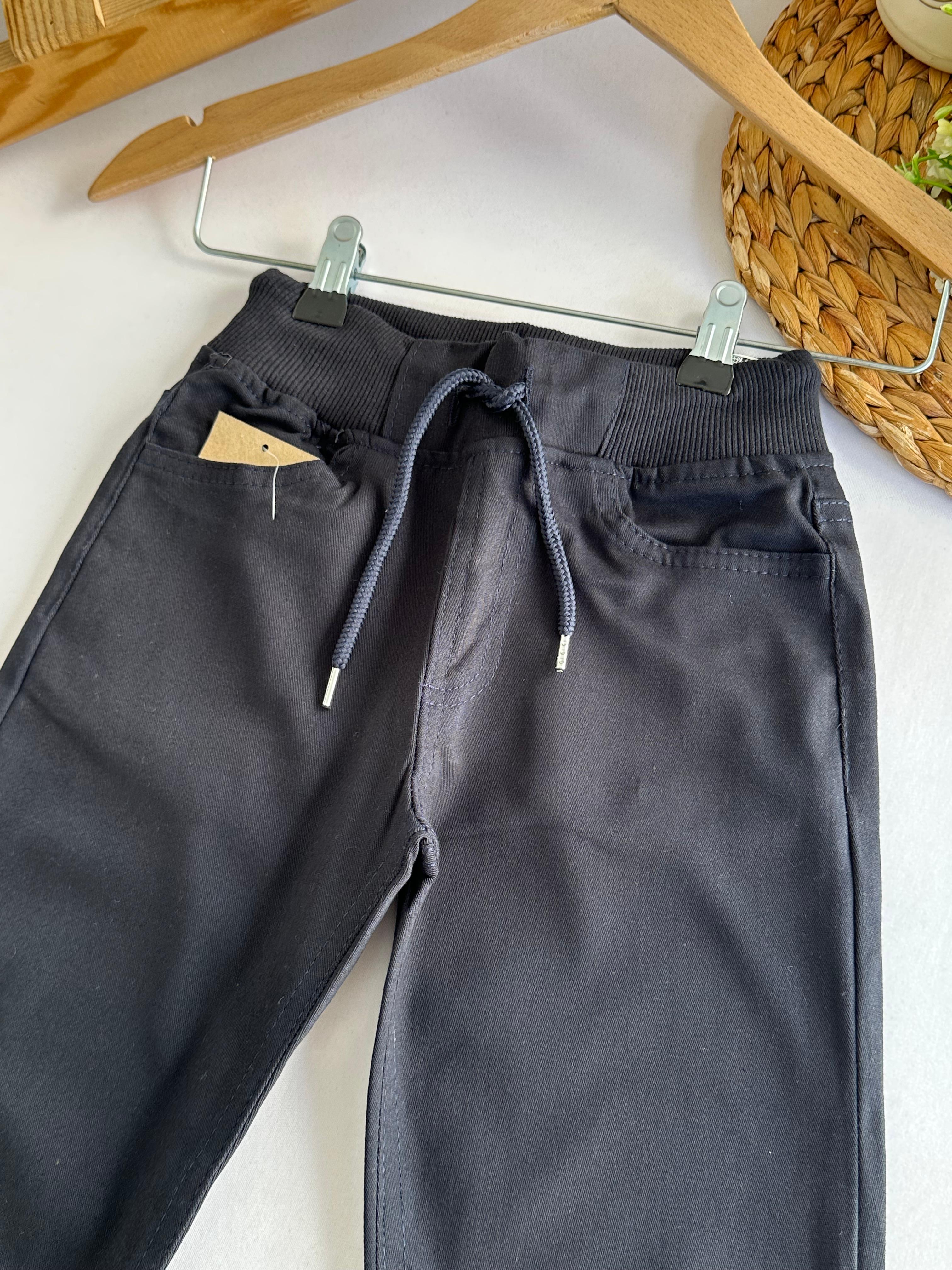 Lacivert Beli Lastikli Okul Pantolon