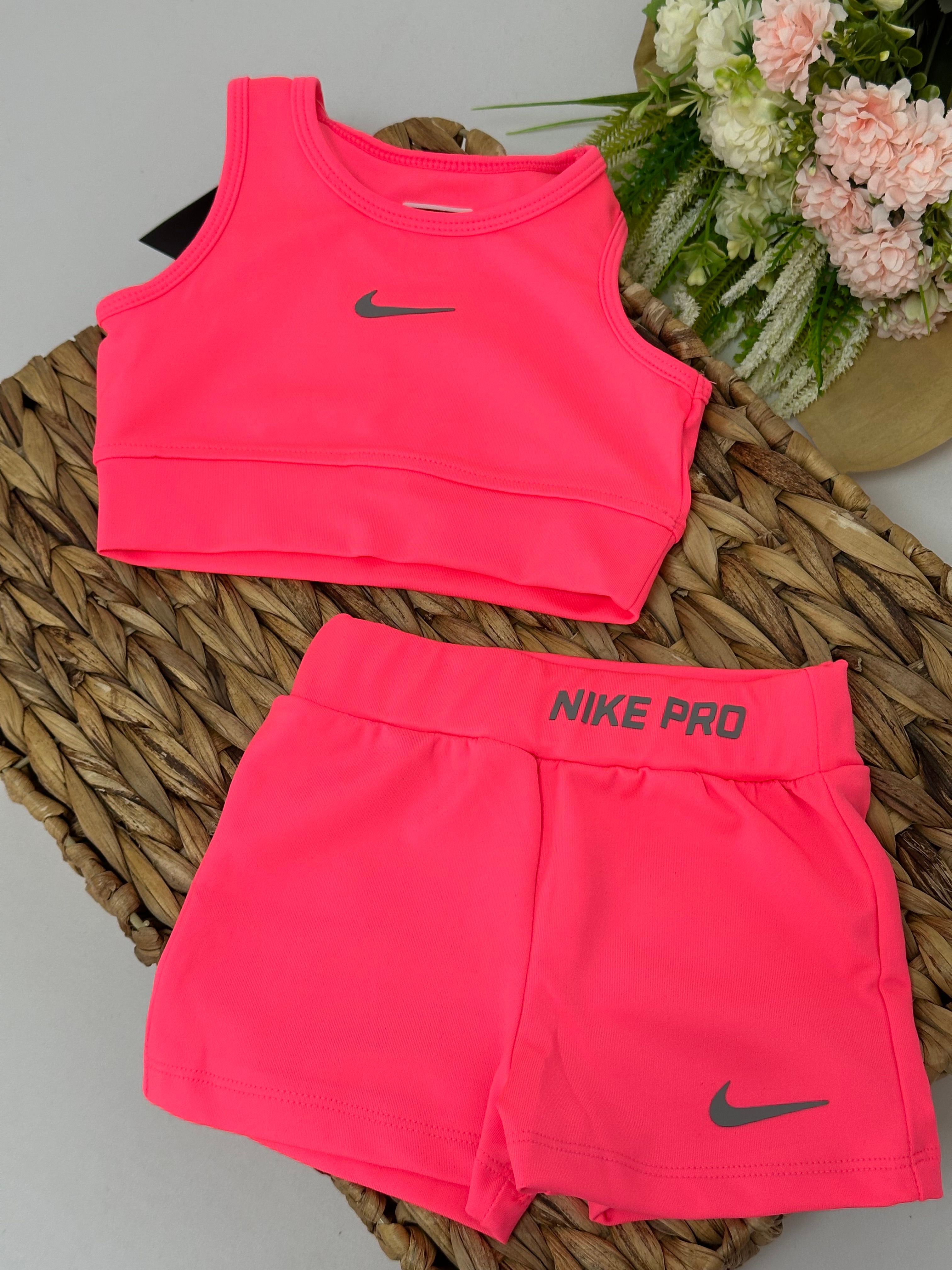 Kız Çocuk Neon Pembe Crop Şort Mayo