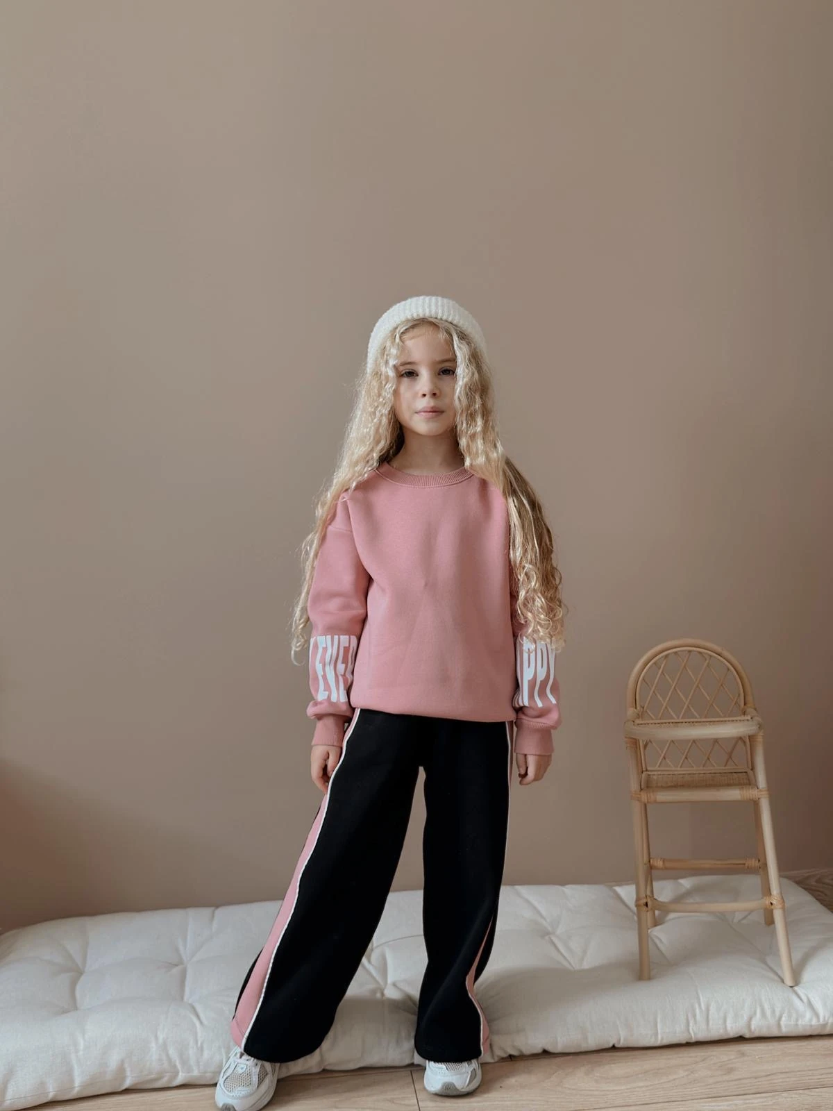 Kız Çocuk Pembe Happy Baskılı Alt-Üst Takım