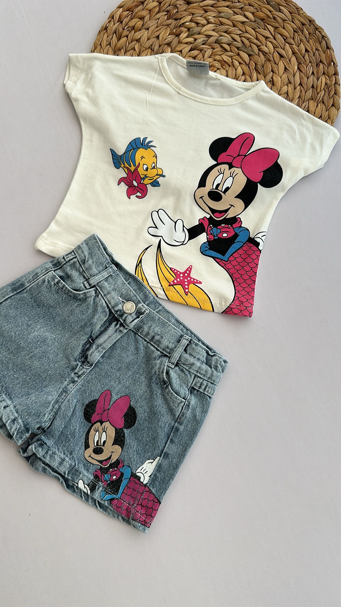 2'Li Set Beyaz Minnie Kot Kız Çoçuk Takım