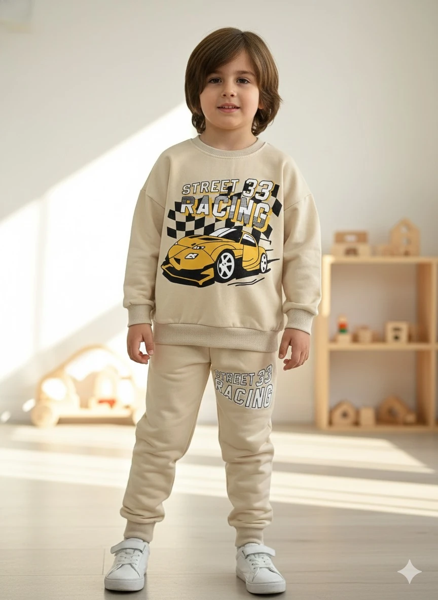 Erkek Çocuk Bej Street Baskılı Takım