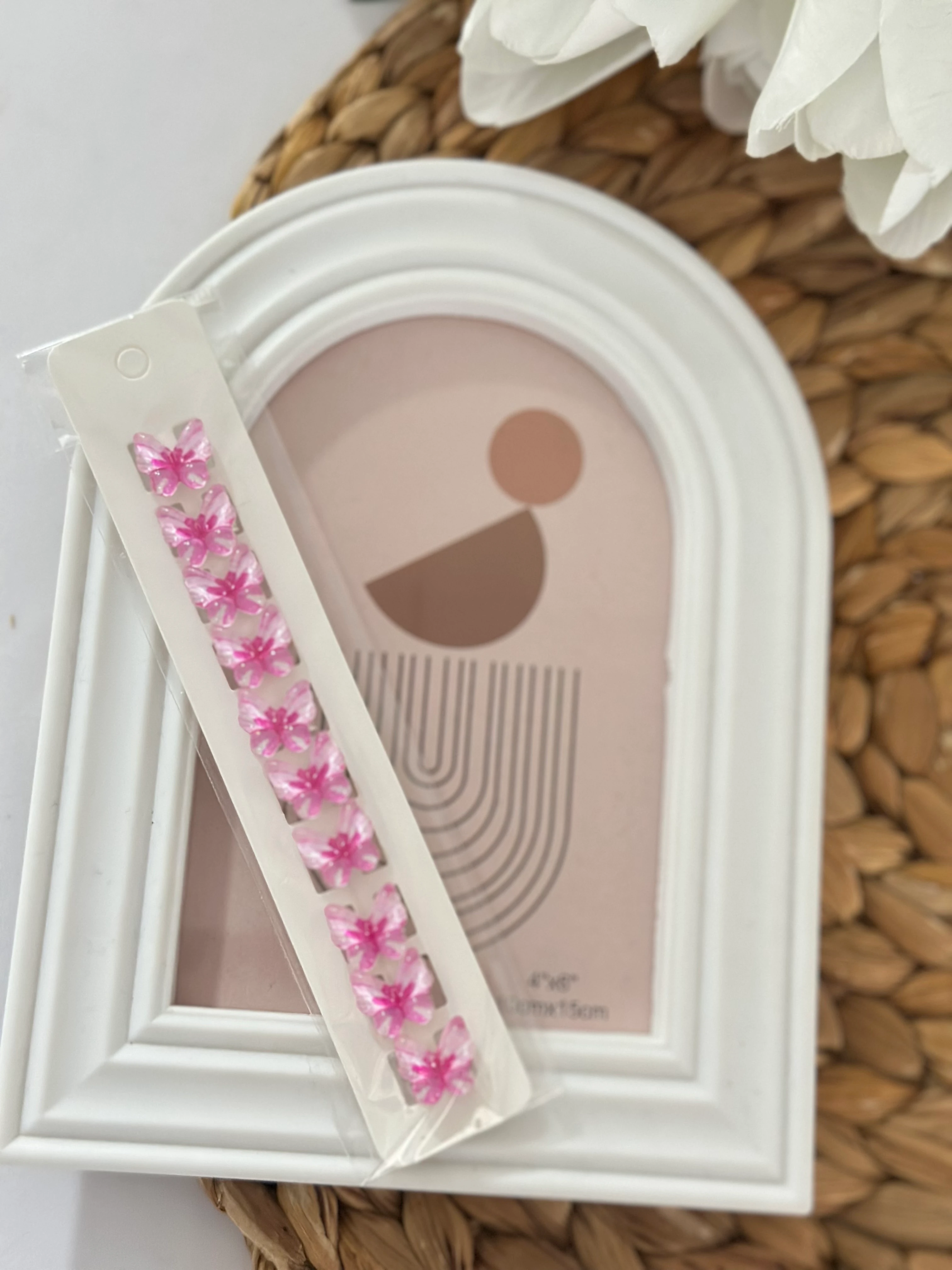 Kelebek Fuşya 10'lu Charm Saç Yüzüğü