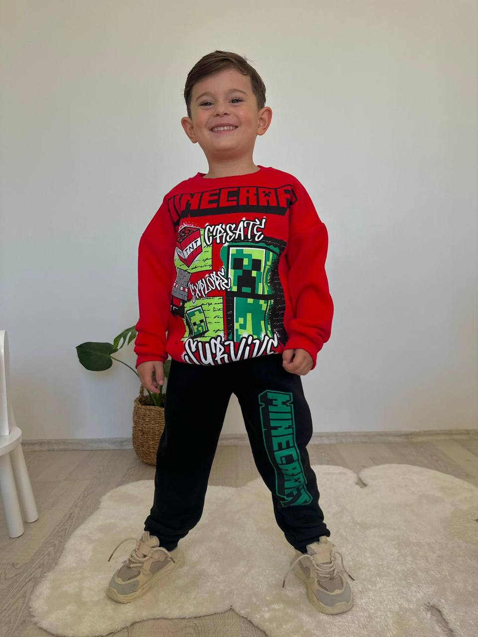 Erkek Çocuk Kırmızı Minecraft Takım