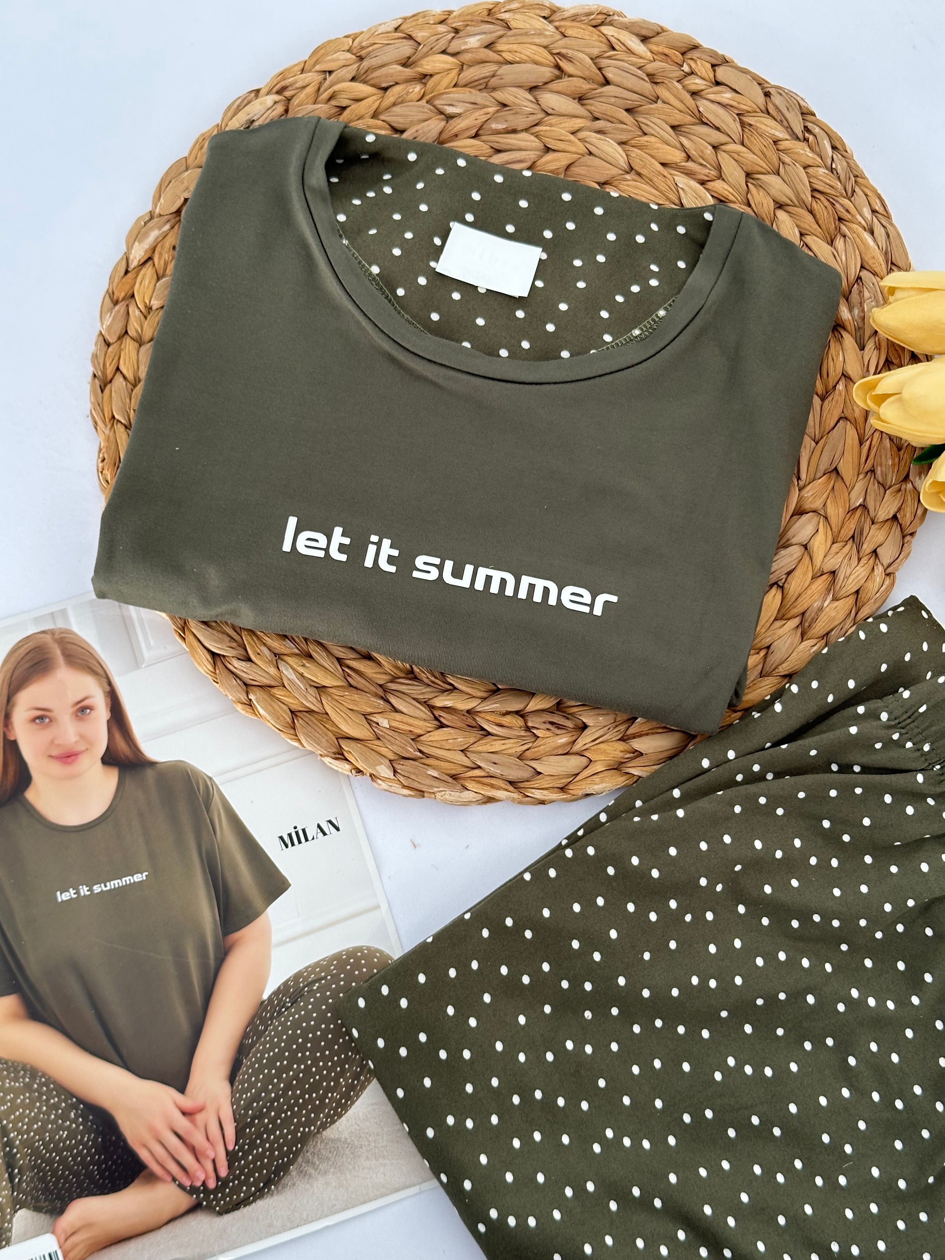 Haki Let İt Summer Kadın Pijama Takımı
