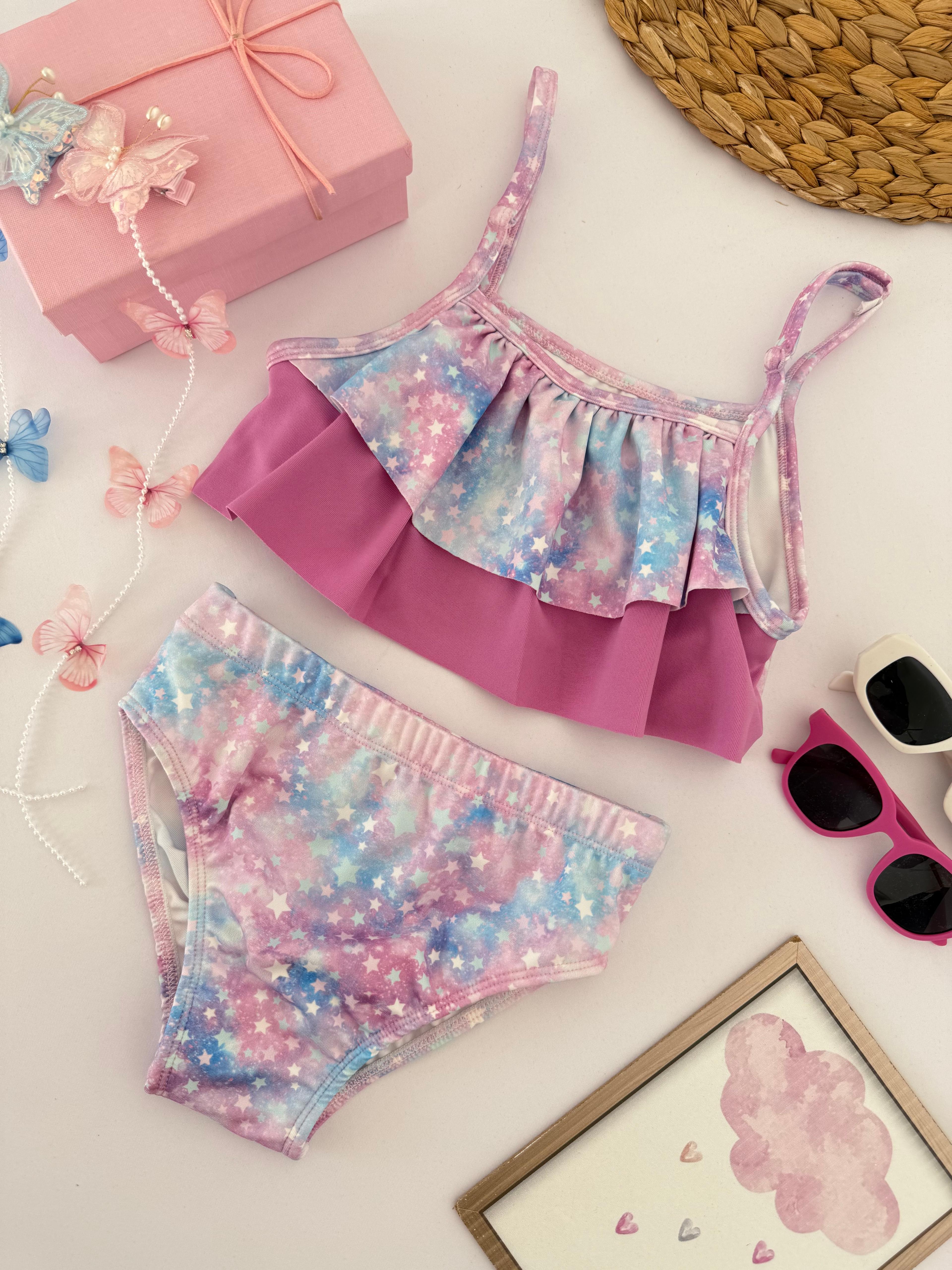 Kız Çocuk Yıldız Desenli Bikini Takımı